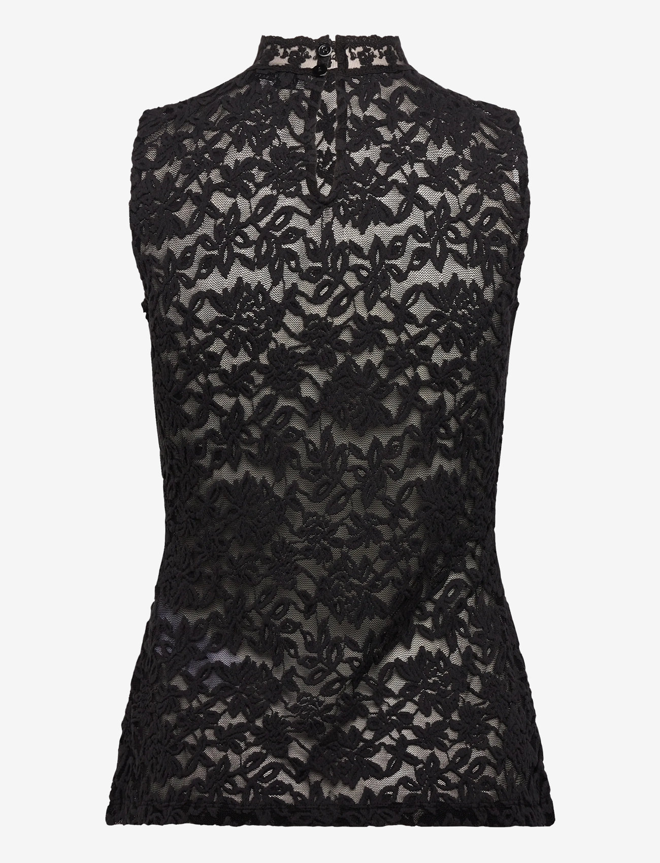 Rosemunde - RWDelicia Lace SL T-neck Top - tanktops - black - 1