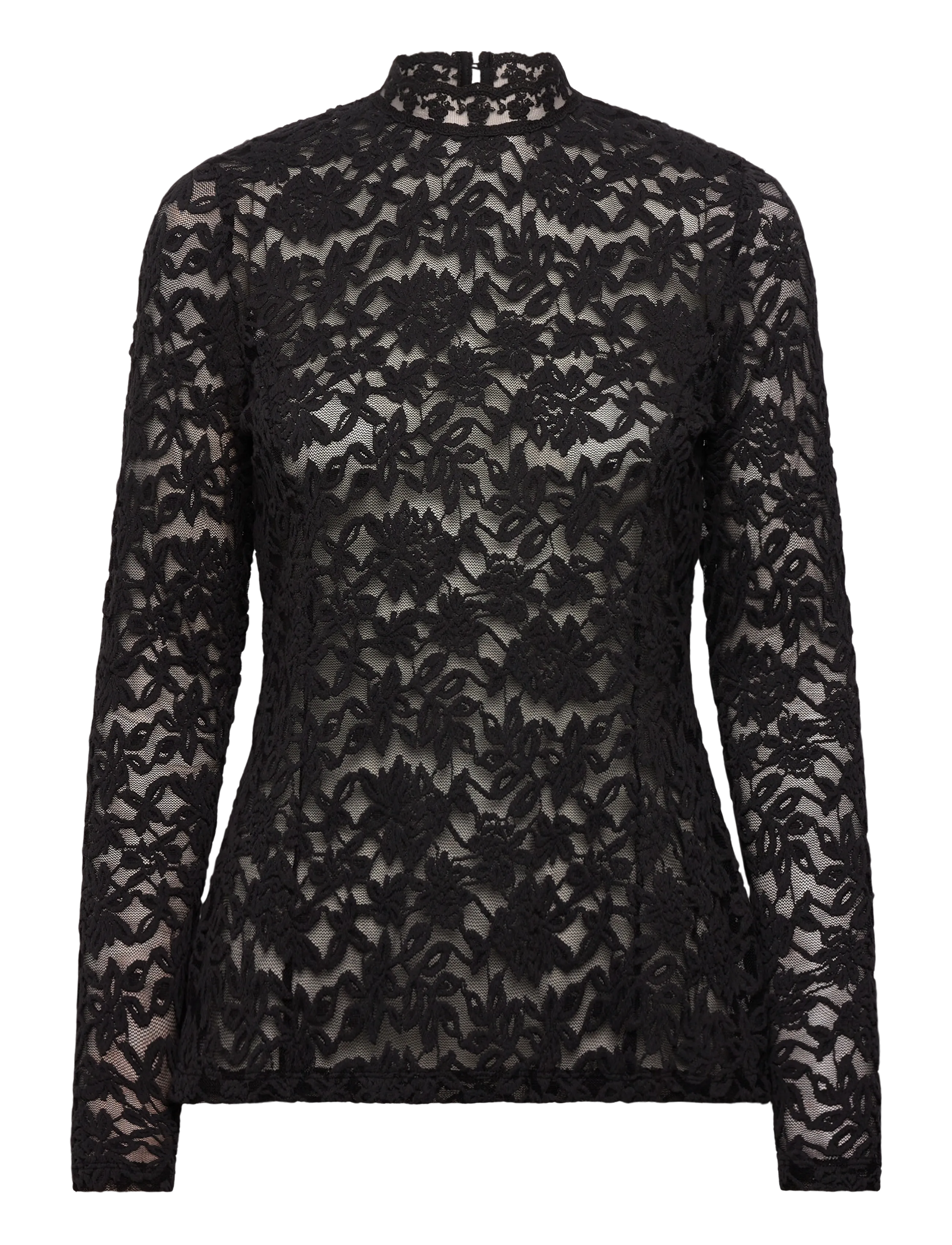 Rosemunde RWDelicia Lace LS T-neck T-shirt - Transitional Layering - BLACK / black