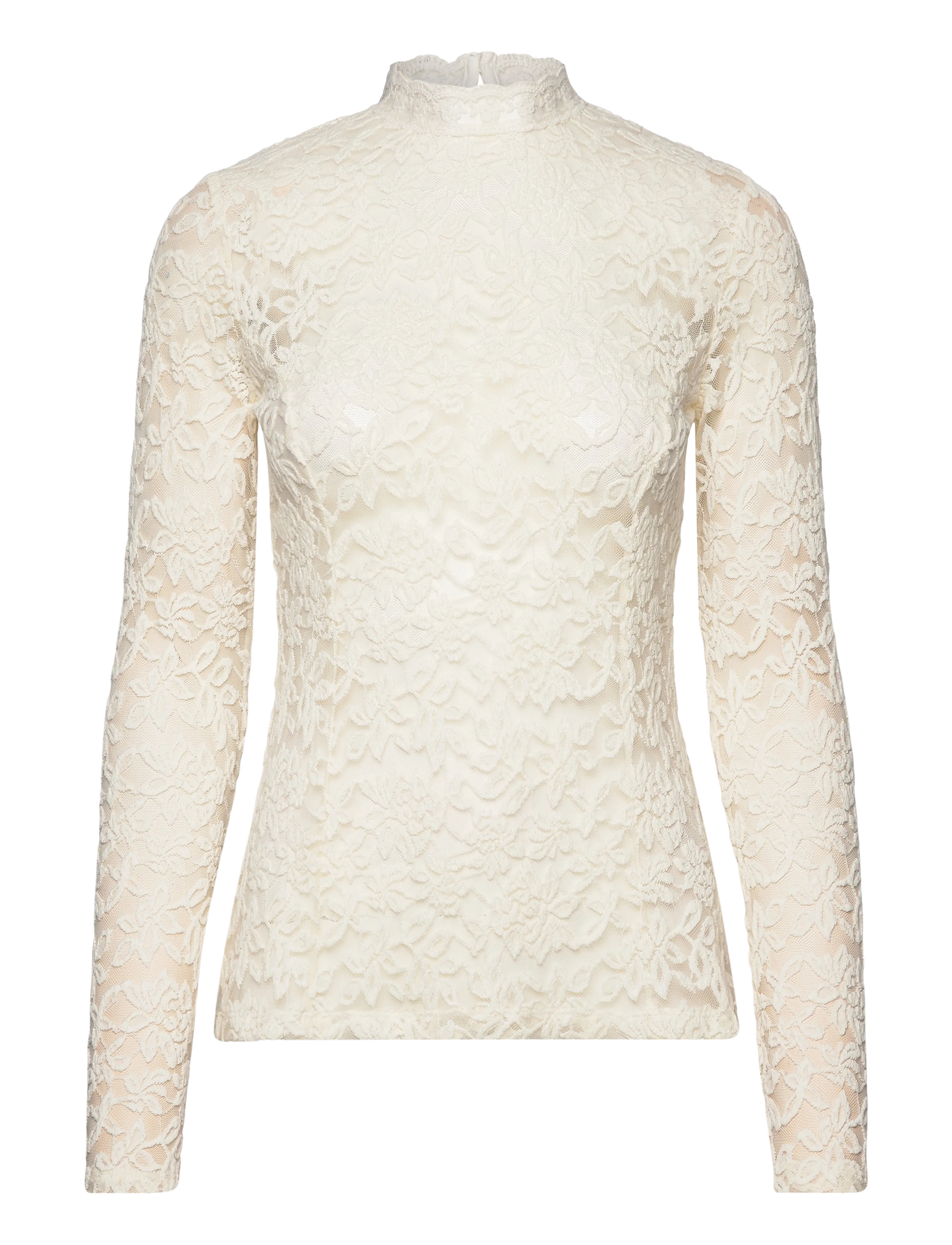 Rosemunde RWDelicia Lace LS T-neck T-shirt - Tøj - IVORY / white