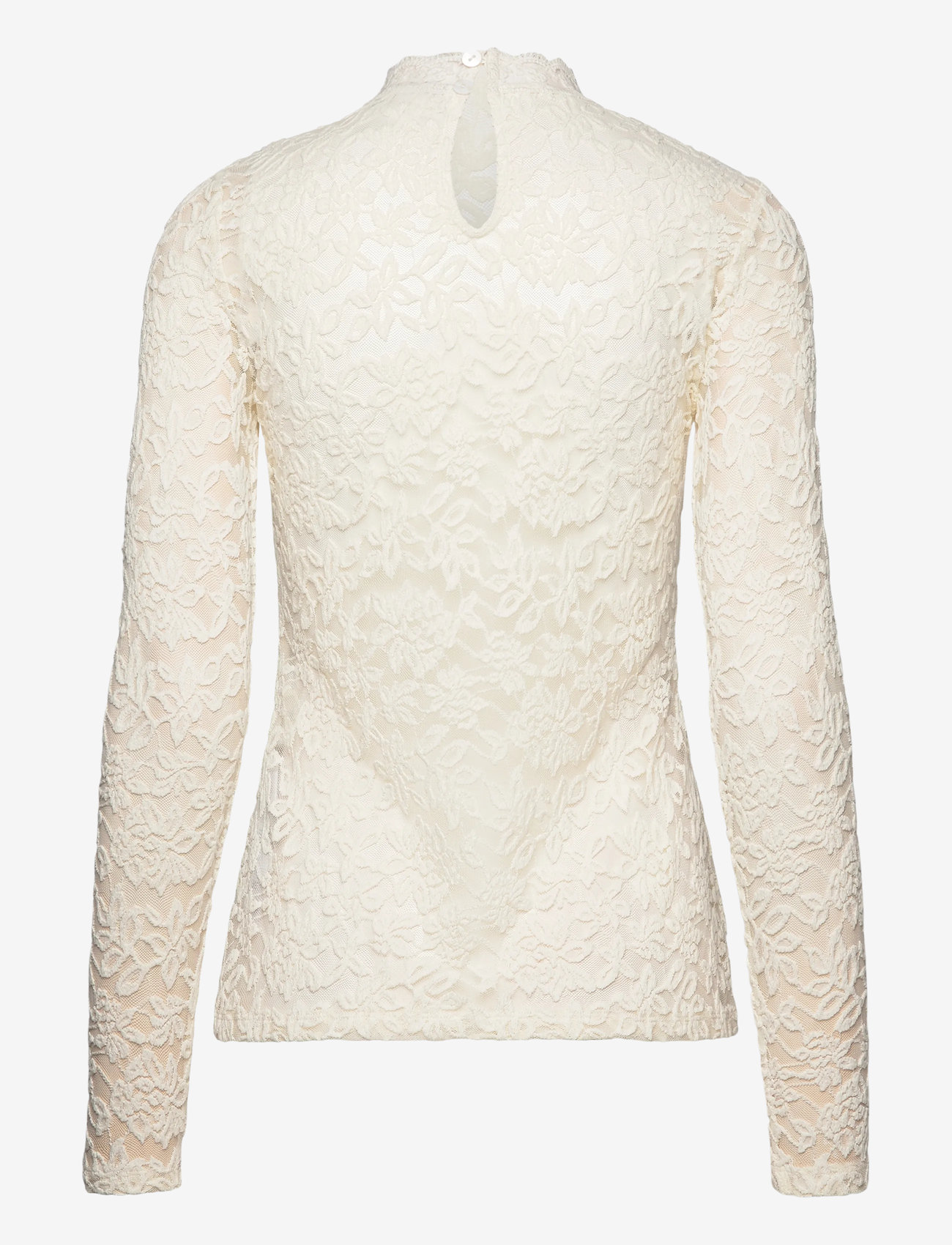 Rosemunde - RWDelicia Lace LS T-neck T-shirt - langärmlige tops - ivory - 1