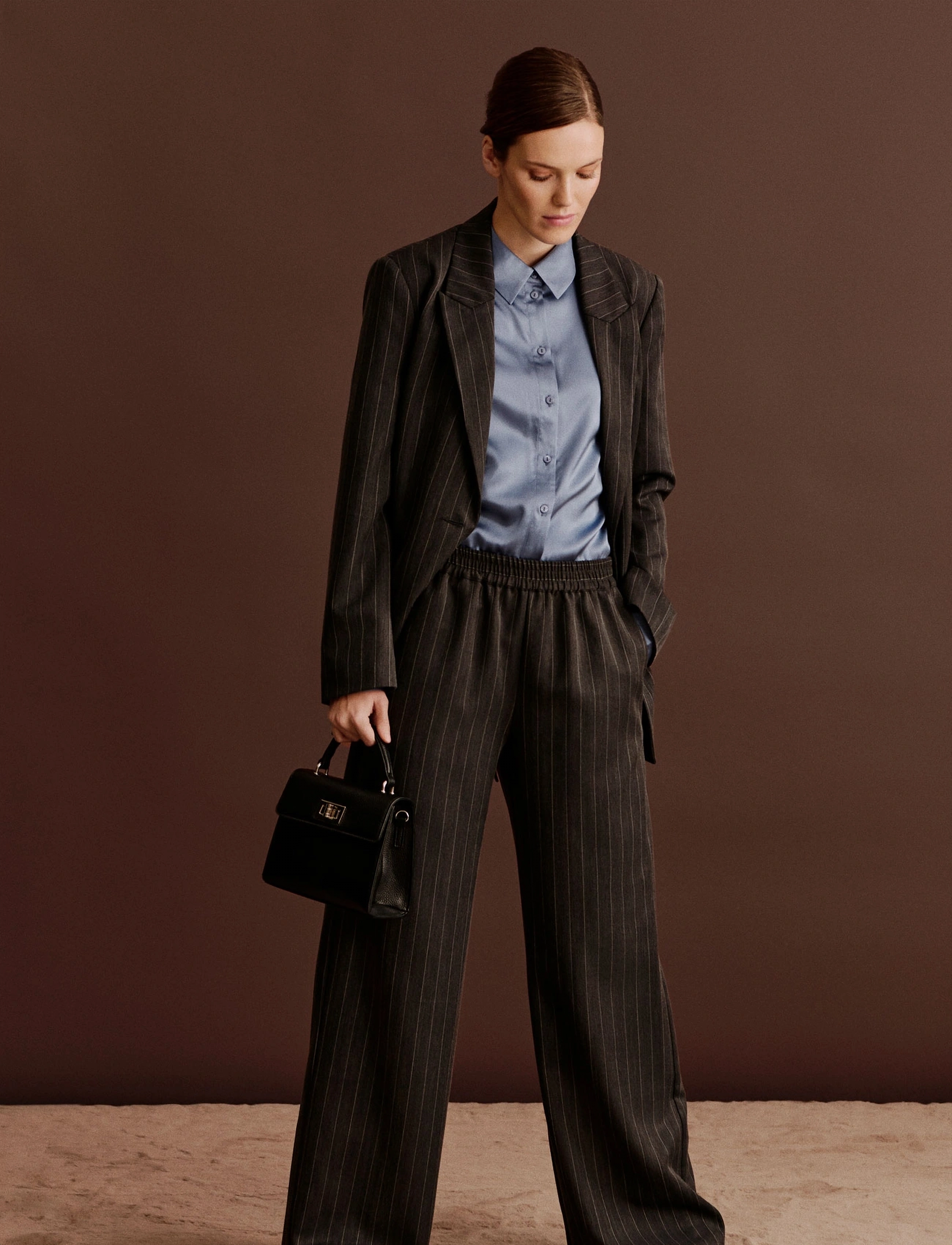 Rosemunde - RWPin MW Trousers - hosen mit weitem bein - grey pinstripe - 3