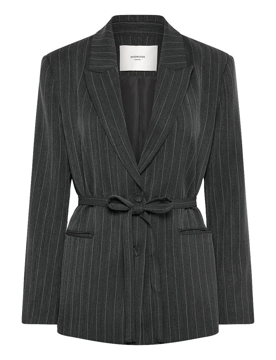 Rosemunde - RWPin LS Blazer - belted blazers - grey pinstripe - 1