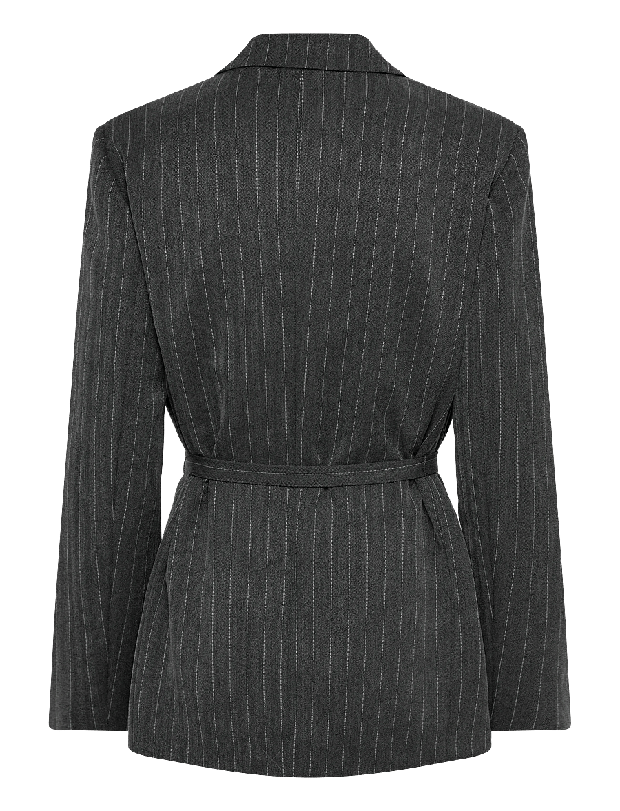 Rosemunde - RWPin LS Blazer - belted blazers - grey pinstripe - 2