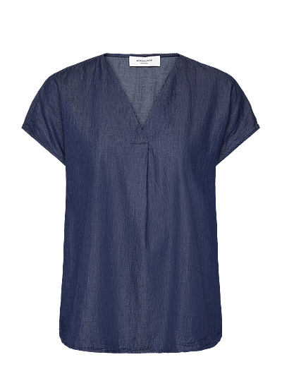 Laila Denim Sl Regular Shirt - KortæRmede Bluser