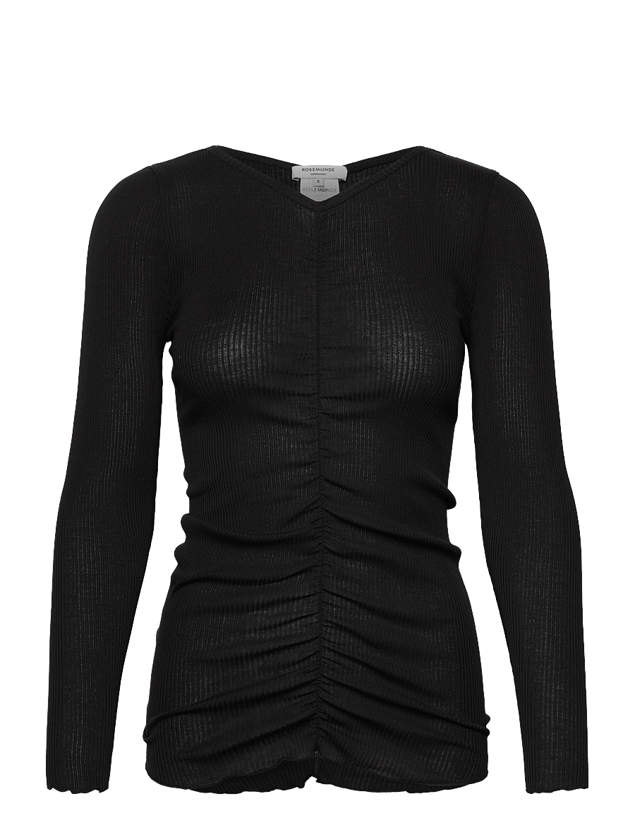 Rosemunde - RWBalta LS Elastic T-shirt - pikkade varrukatega topid - black - 0