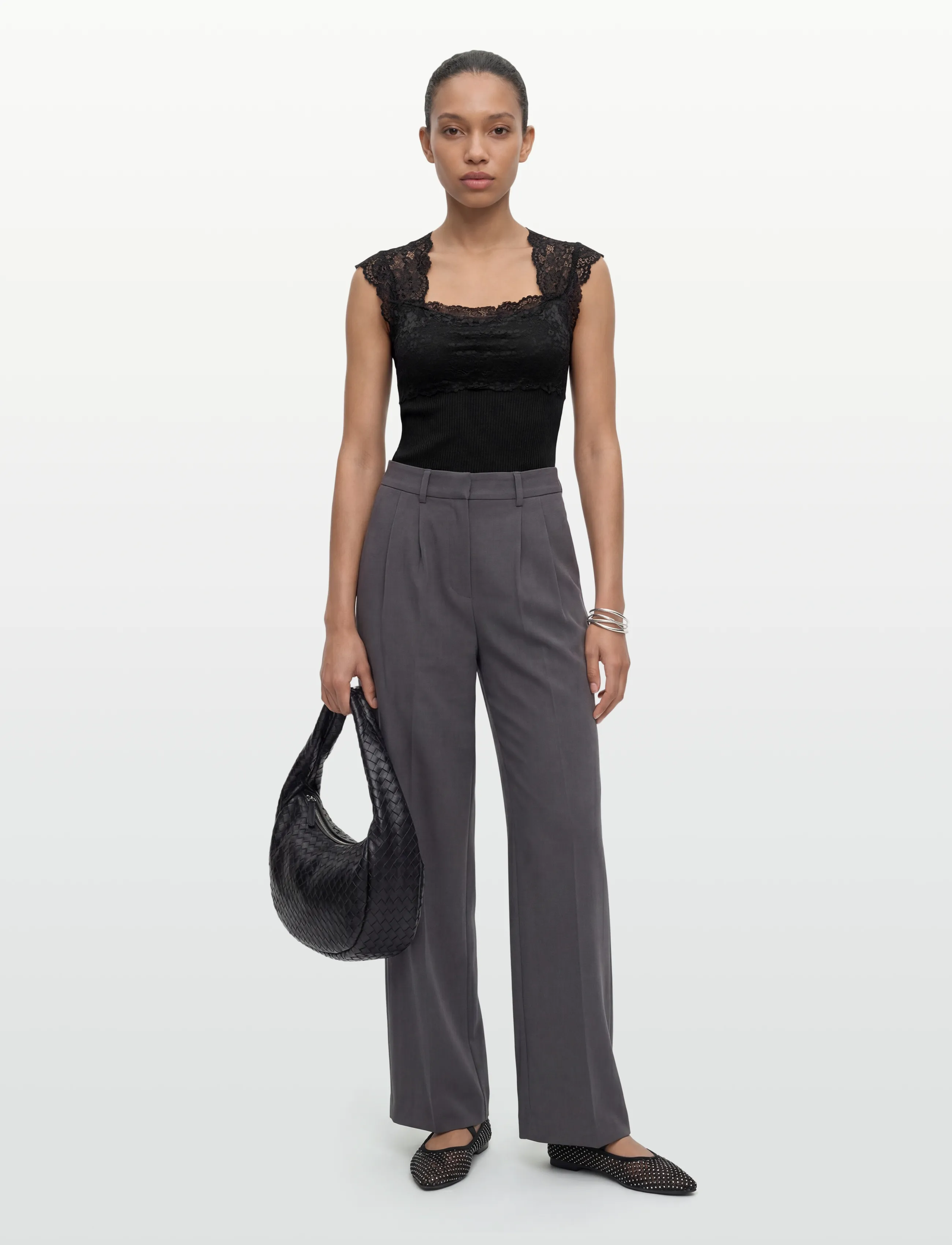 Rosemunde Rwbalta Ss Lace Top, Kvinder, Blonde Top, Sort, Str: M
