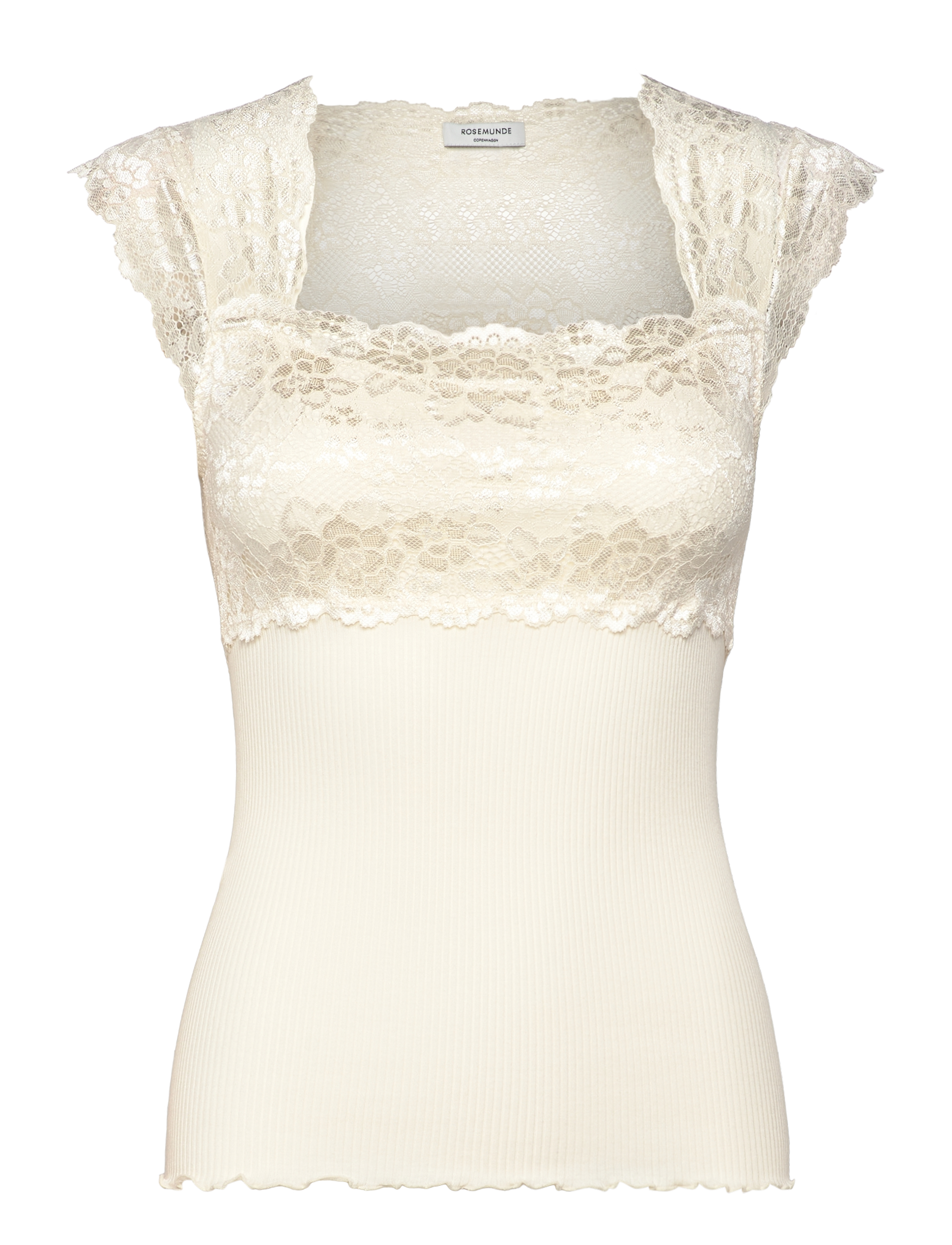 Rosemunde RWBalta SS Lace Top - Tøj - IVORY / white