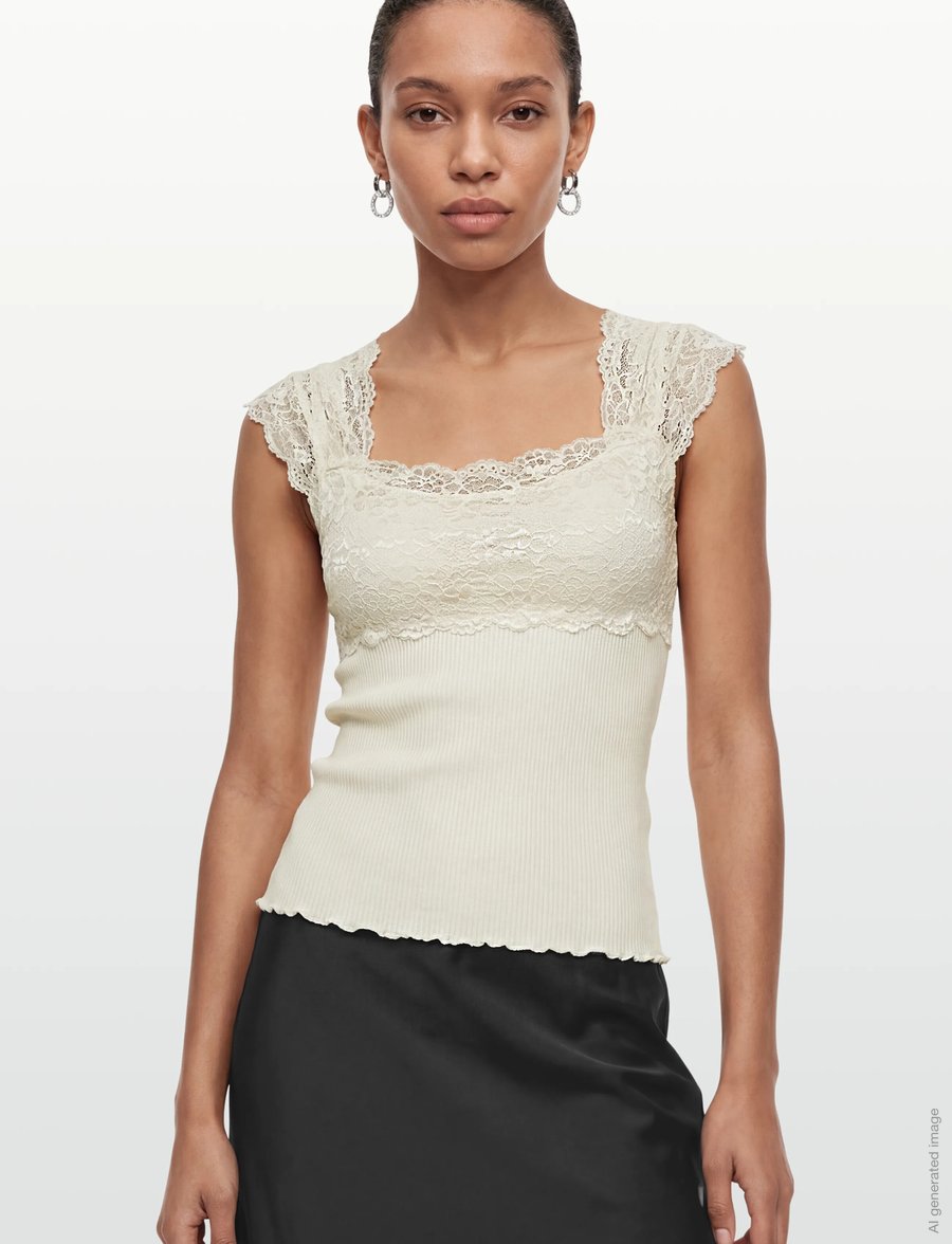 Rosemunde - RWBalta SS Lace Top - Ärmellose tops - ivory - 3
