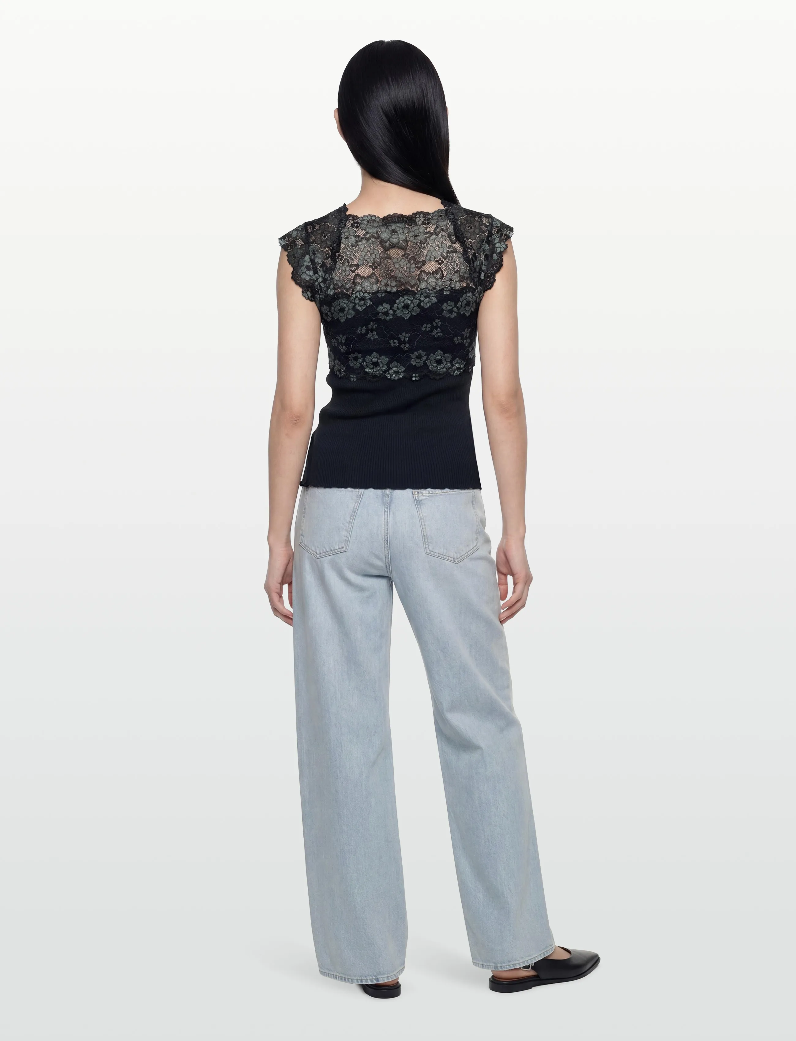 Rosemunde - RWBalta SS Lace Top - sleeveless tops - navy w/paris blue - 4