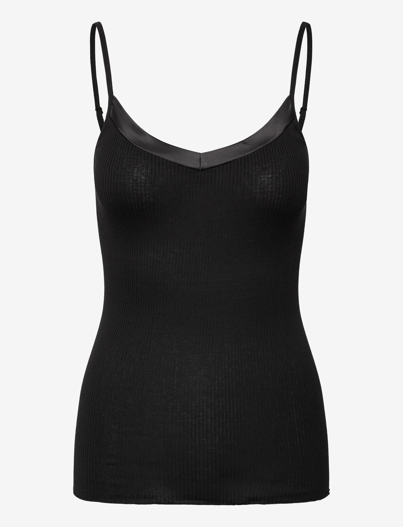 Rosemunde - RWBeatha Silk SL Strap Satin Tape T - sleeveless tops - black - 1