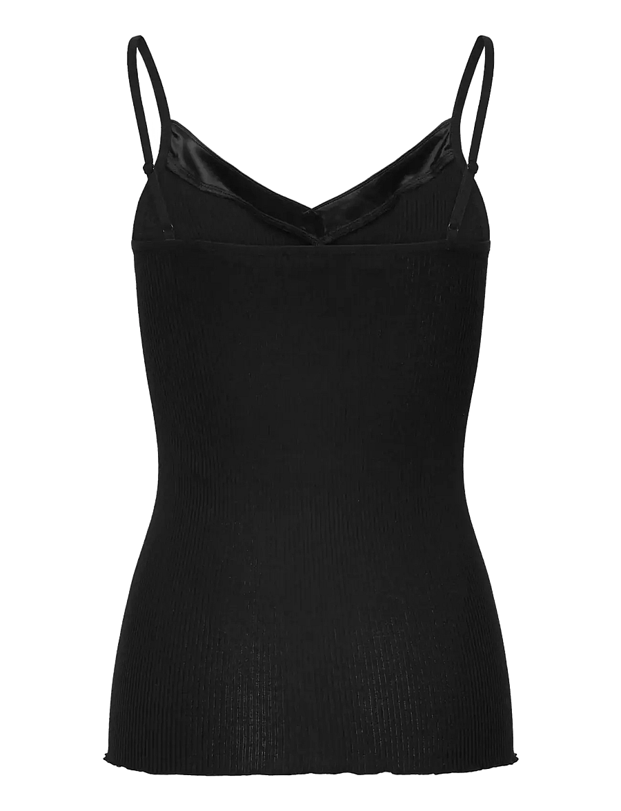 Rosemunde - RWBeatha Silk SL Strap Satin Tape Top - Ärmellose tops - black - 2