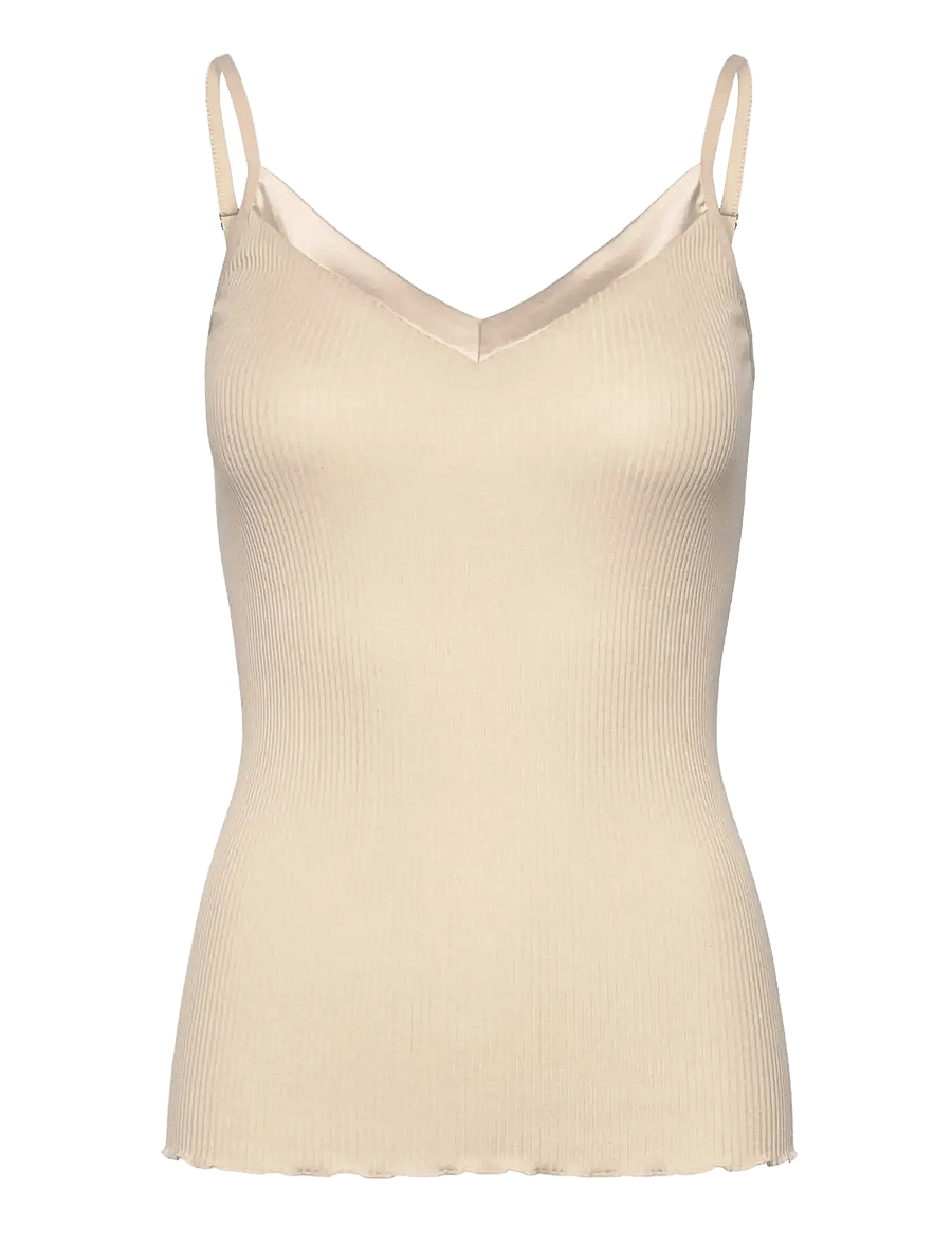 Rosemunde - RWBeatha Silk SL Strap Satin Tape Top - linnen - rainy day - 0