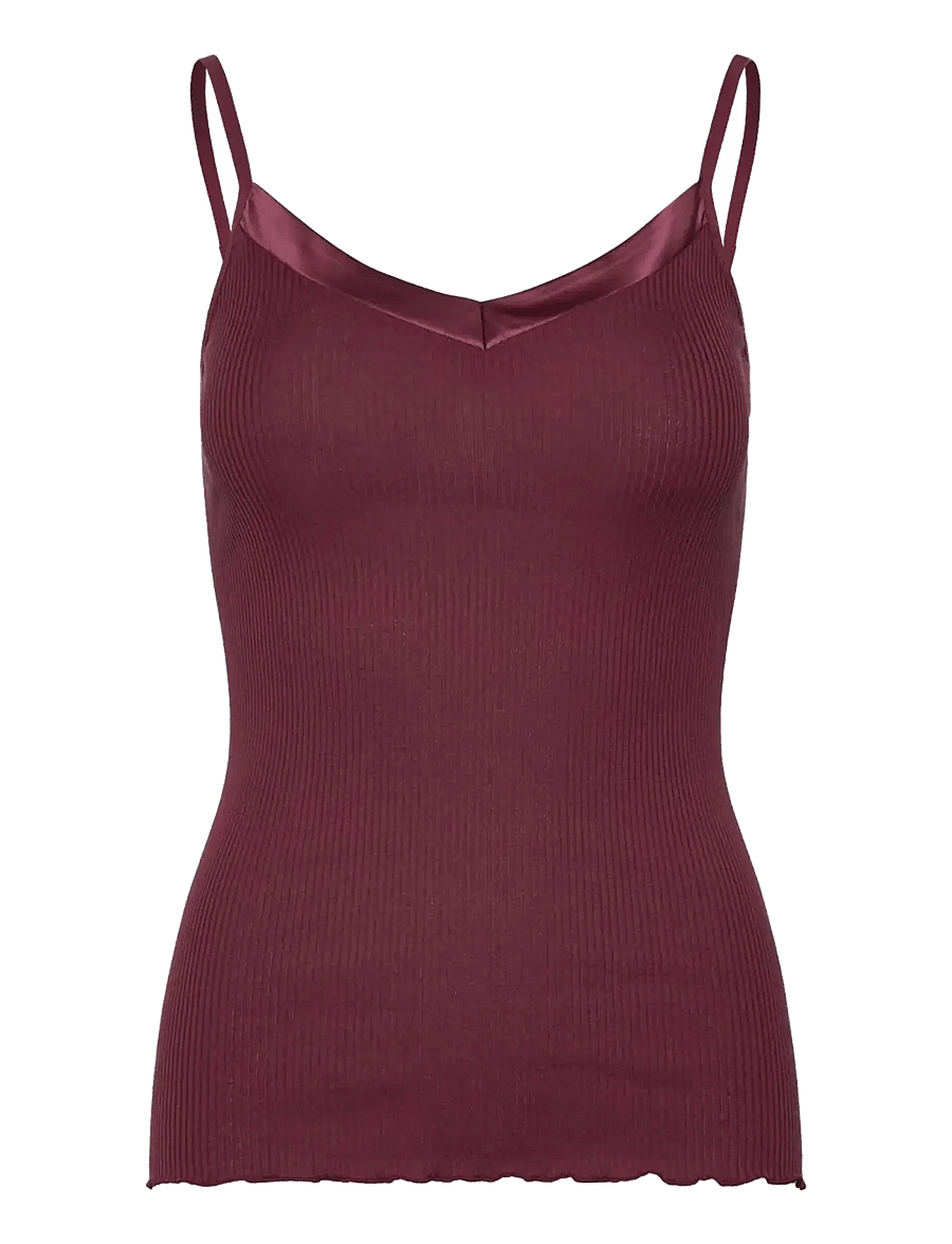 Rosemunde - RWBeatha Silk SL Strap Satin Tape Top - Ärmellose tops - windsor wine - 0