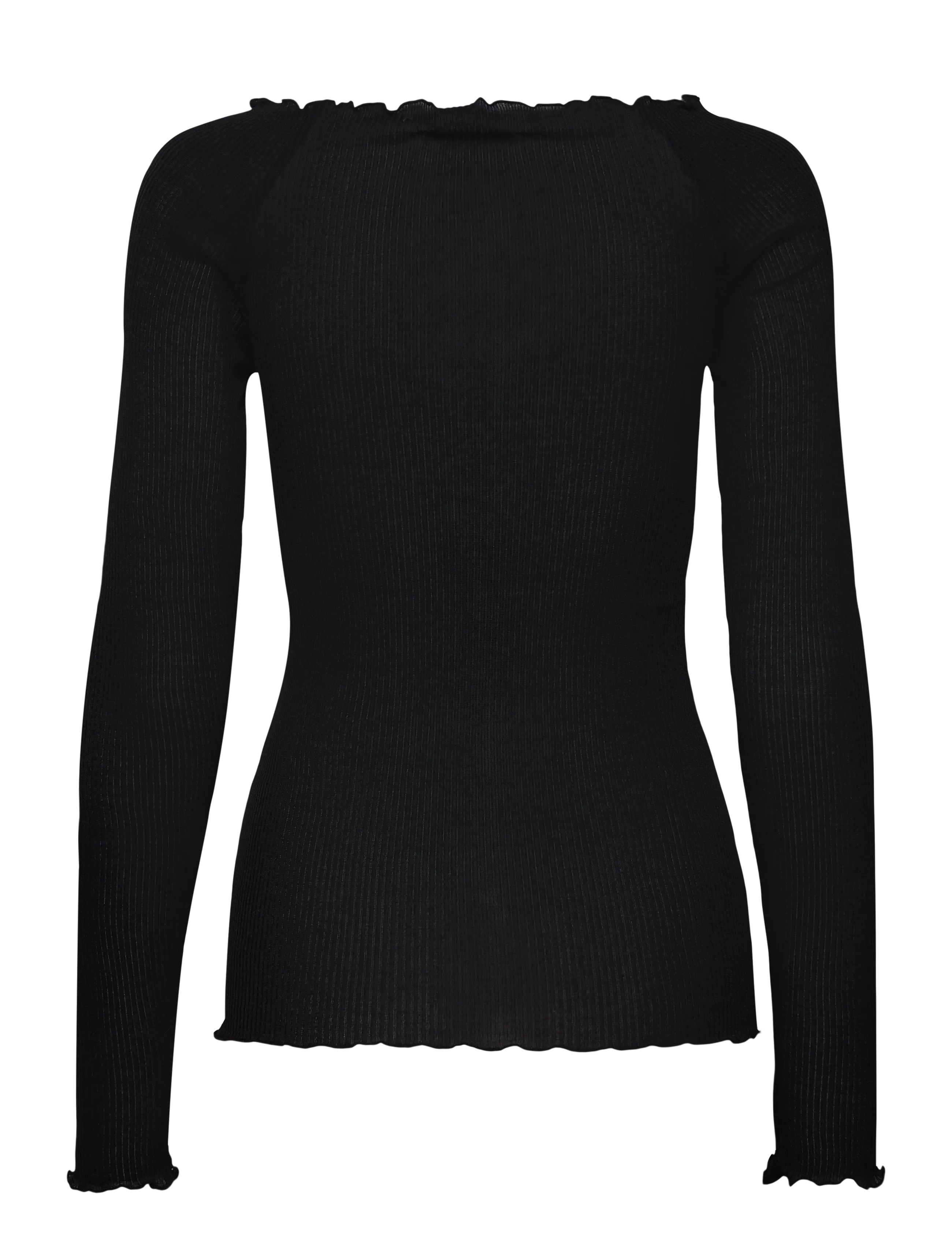 Rosemunde - RWBliss Silk LS Boatneck t-shirt - langärmlige tops - black - 1