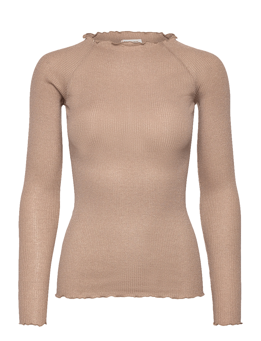 Rosemunde - RWBliss Silk LS Boatneck t-shirt - långärmade toppar - tiger's eye - 1