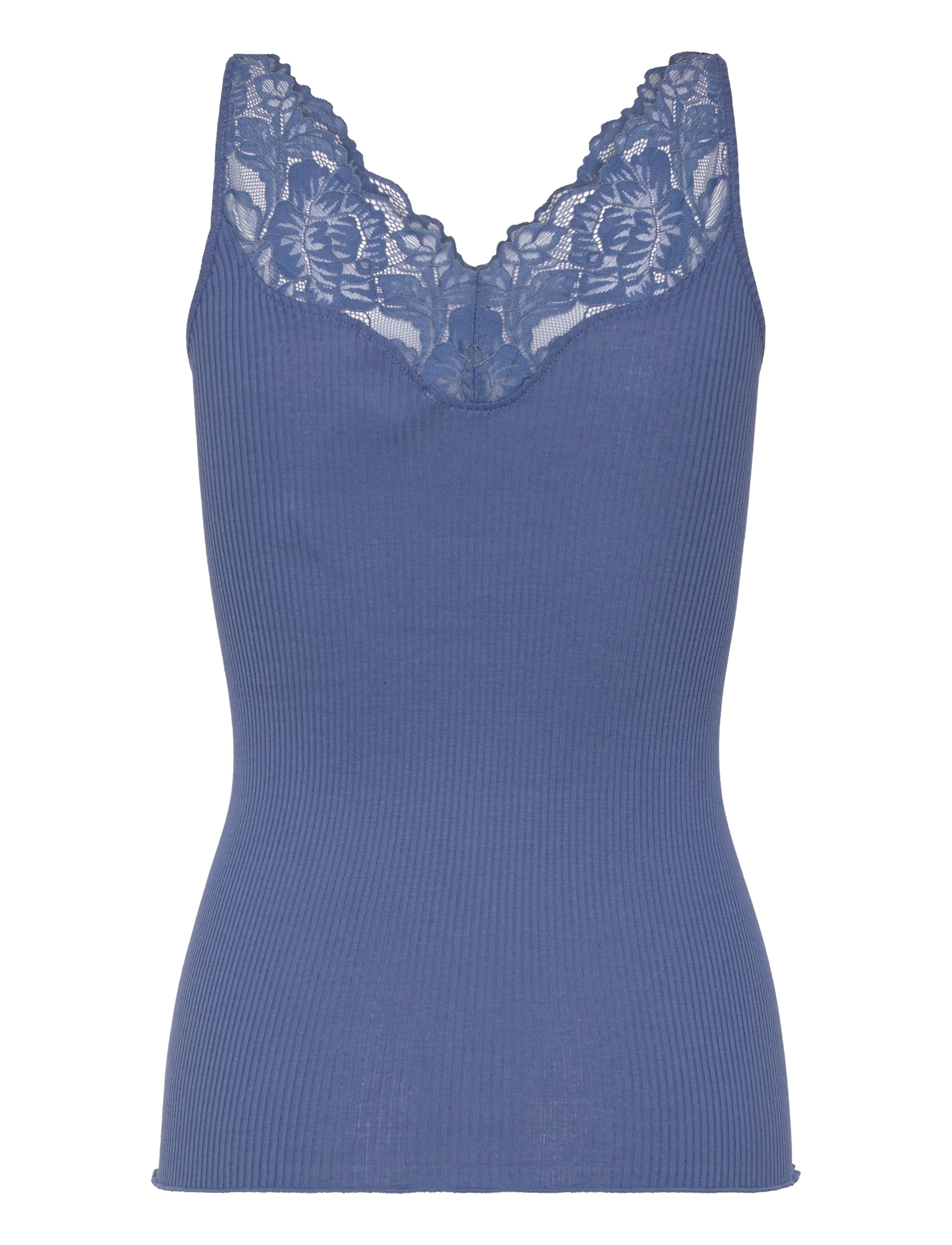 Rosemunde - RWBeatha Silk SL Lace Top - linnen - dutch blue - 2