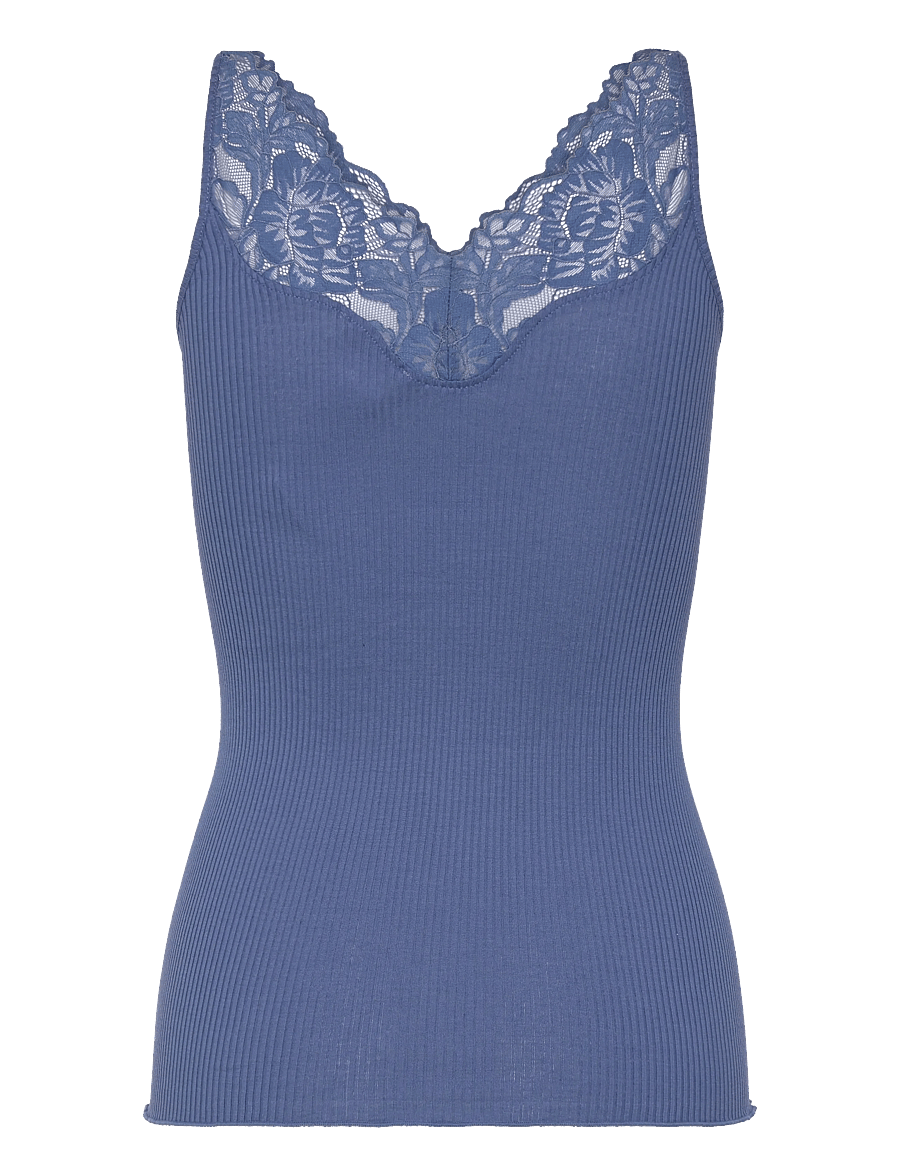 Rosemunde - RWBeatha Silk SL Lace Top - varrukateta topid - dutch blue - 2