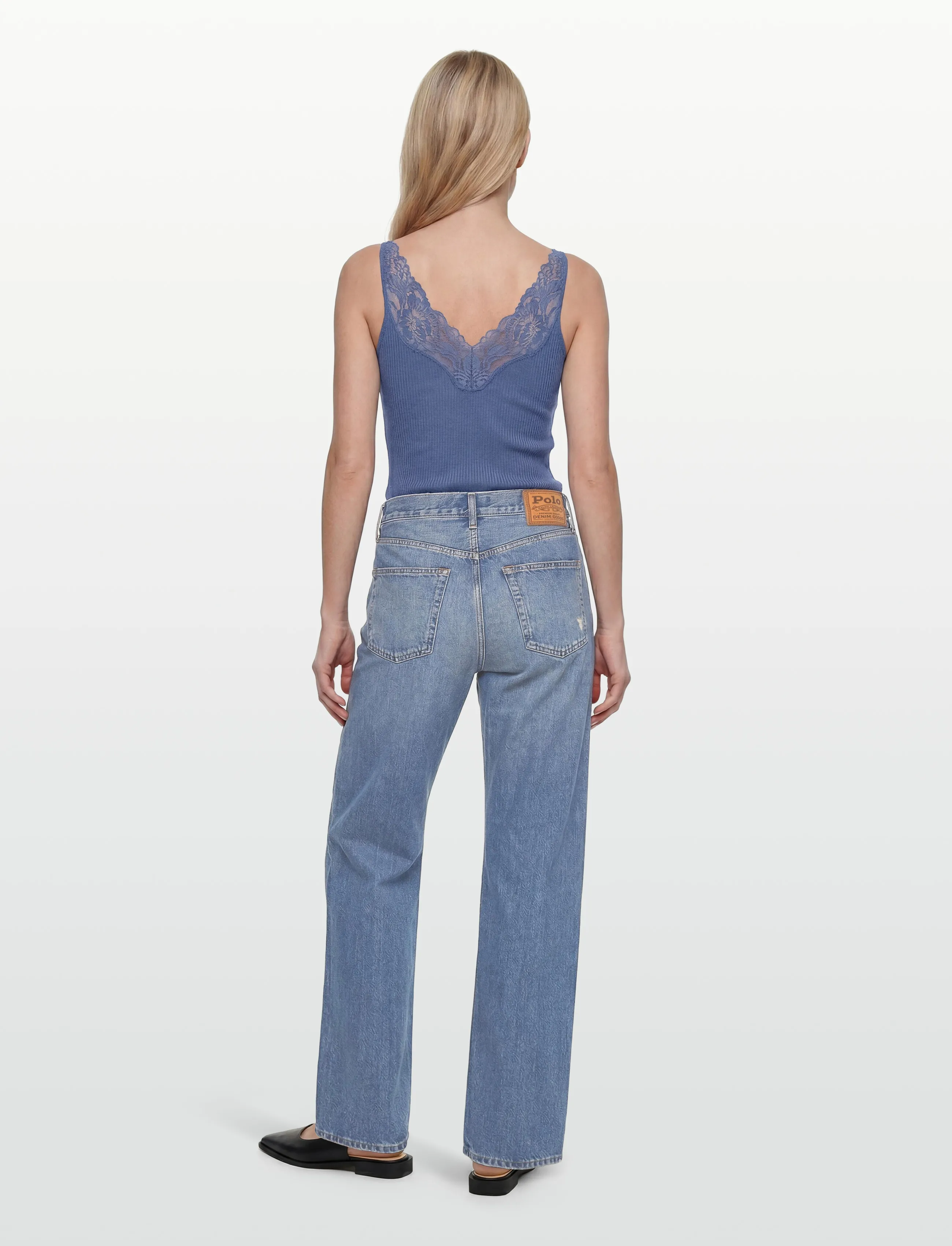 Rosemunde - RWBeatha Silk SL Lace Top - linnen - dutch blue - 4
