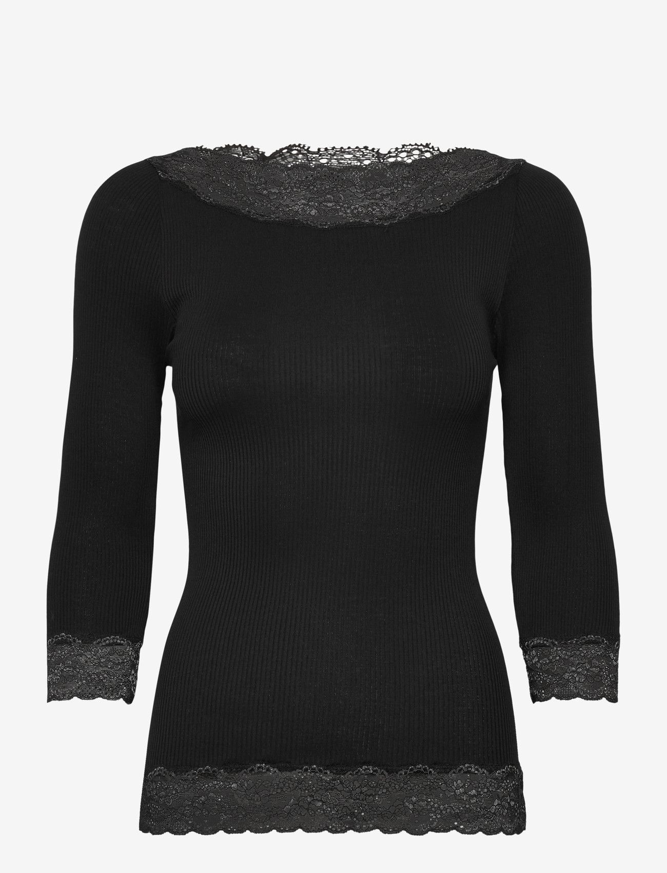 Rosemunde - RWBeatha Silk 2/4 Boatneck 2 Color - langærmede toppe - black - 0