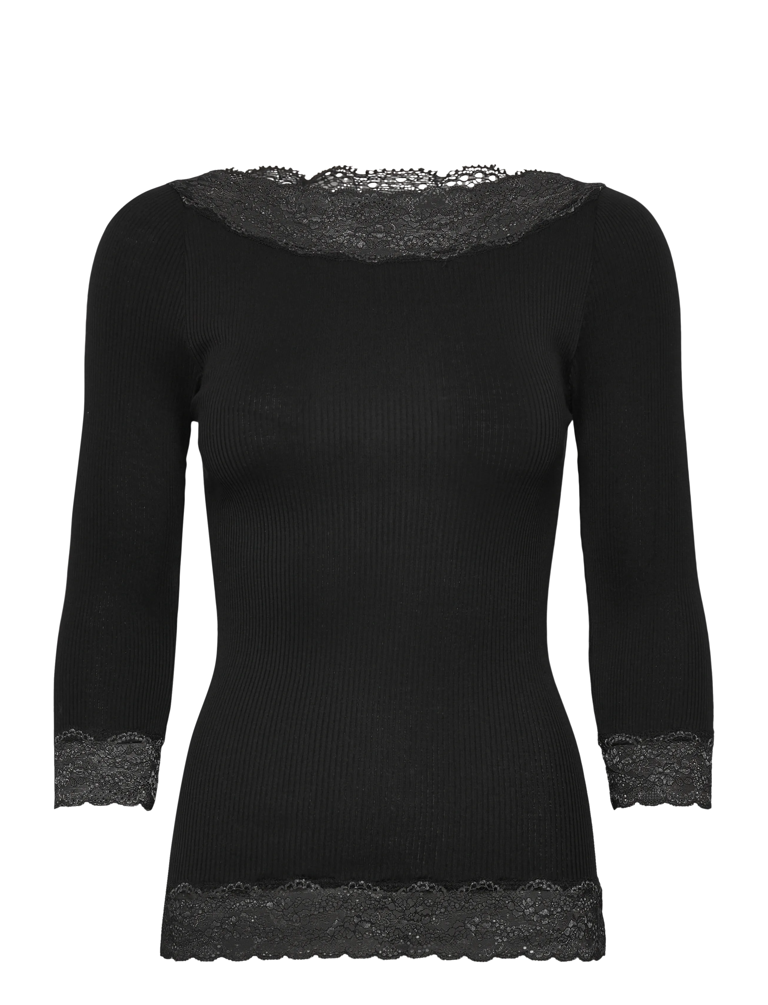 Rosemunde RWBeatha Silk 2/4 Boatneck 2 Color - Tøj - BLACK / black