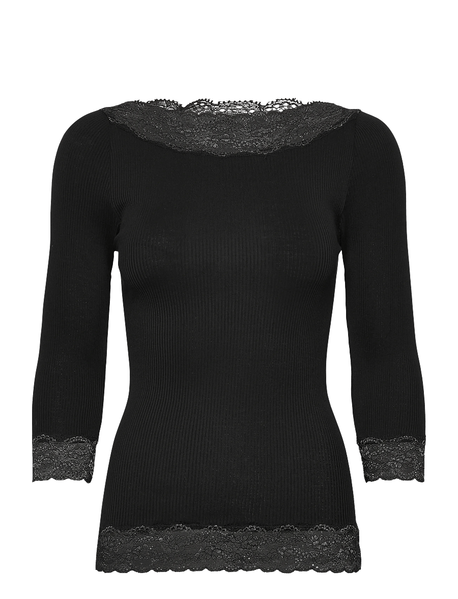 Rosemunde - RWBeatha Silk 2/4 Boatneck 2 Color - t-shirts - black - 0