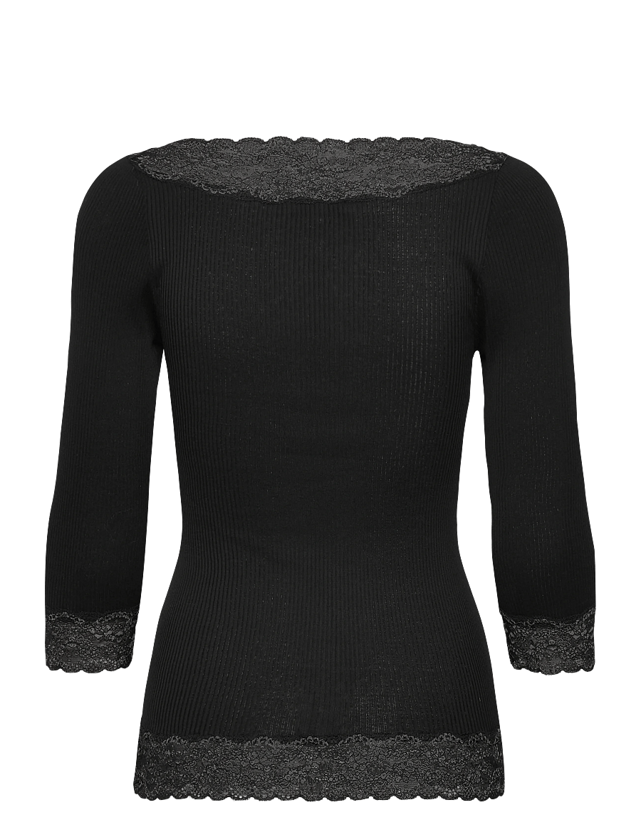Rosemunde - RWBeatha Silk 2/4 Boatneck 2 Color - t-shirts - black - 1