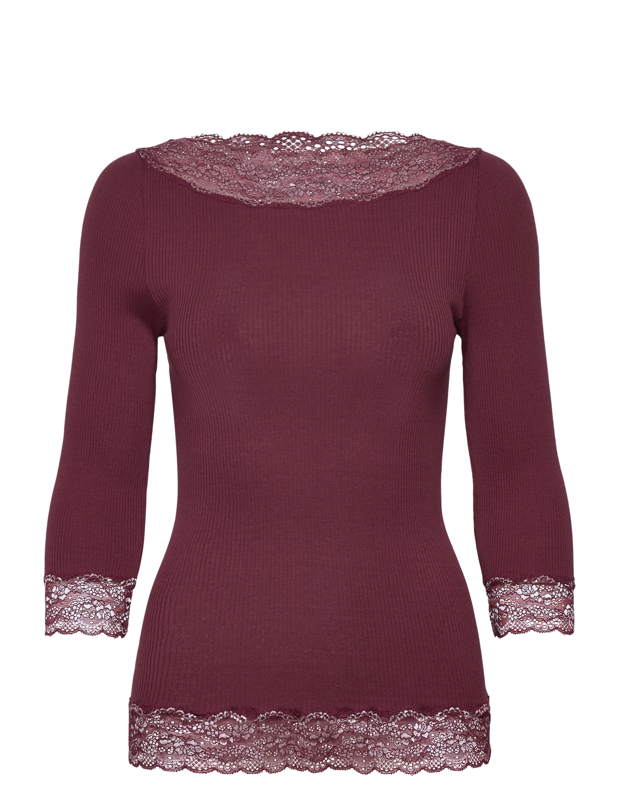 Rosemunde RWBeatha Silk 2/4 Boatneck 2 Color - Kläder - TAWNY PORT / burgundy