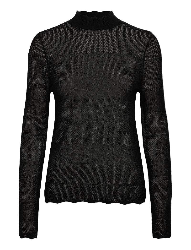 Rosemunde - RWLotus Tencel LS Mock Neck Pullove - stickade tröjor - black - 0