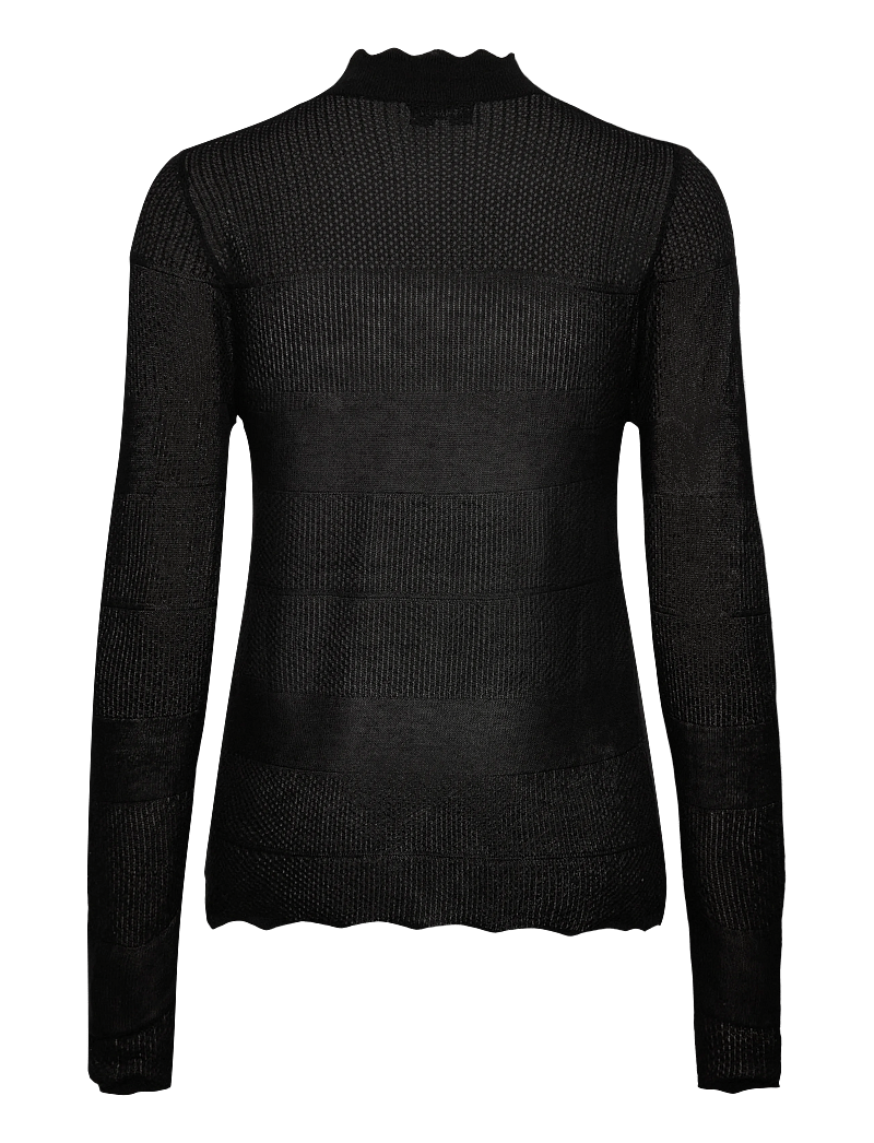 Rosemunde - RWLotus Tencel LS Mock Neck Pullove - stickade tröjor - black - 1