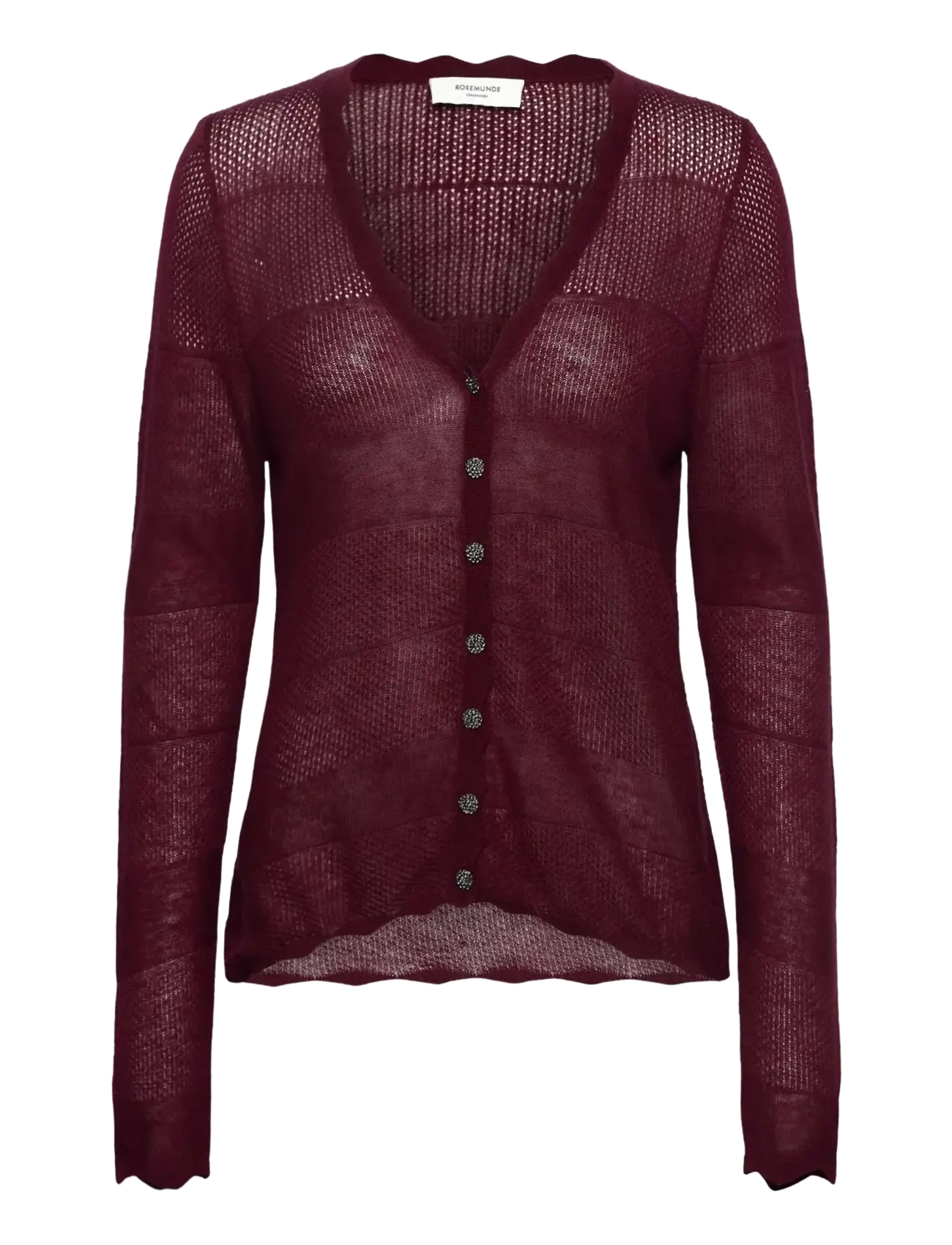 Rosemunde Rwlotus Tencel Ls Cardigan, S, Burgundy, Strik > Cardigans, Dame