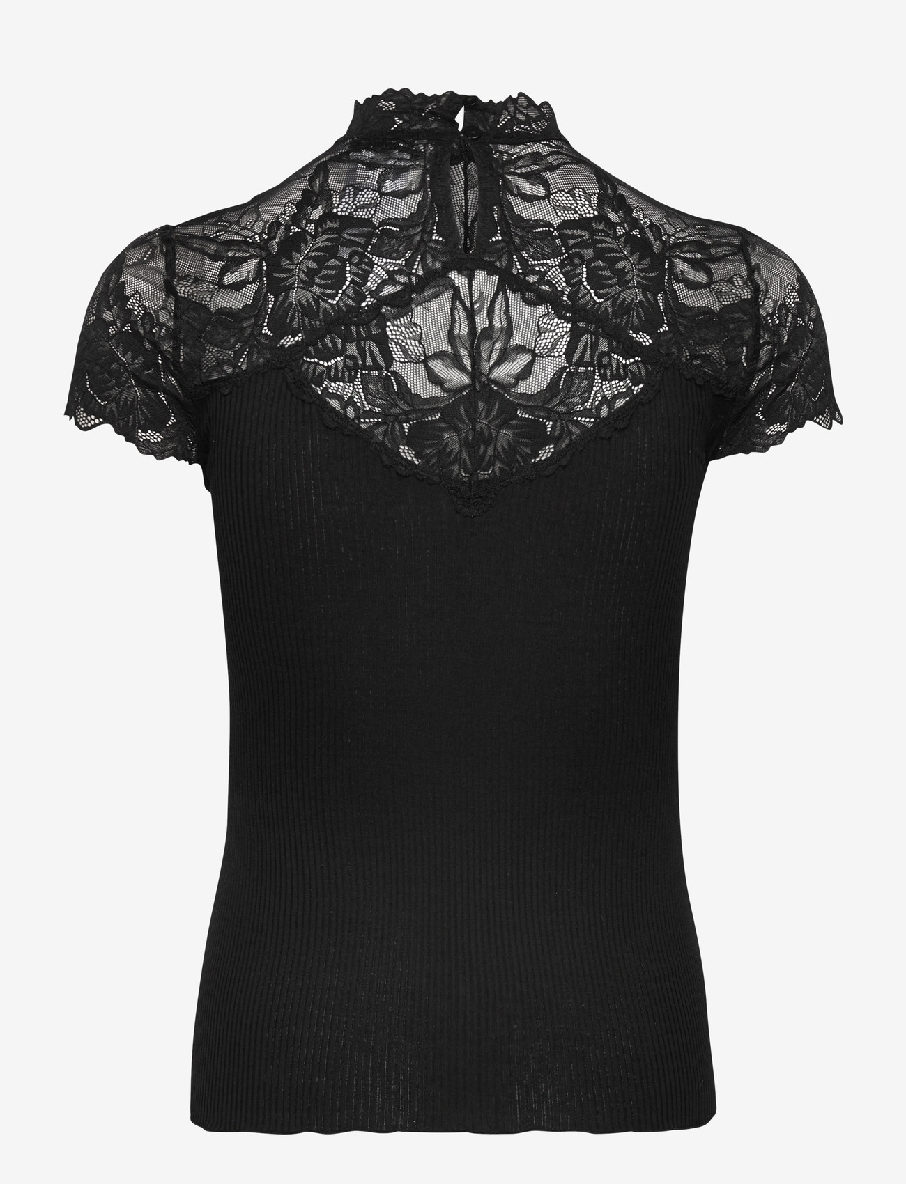 Rosemunde - RWBeatha Silk Capsleeve Lace T-shir - t-shirts - black - 1