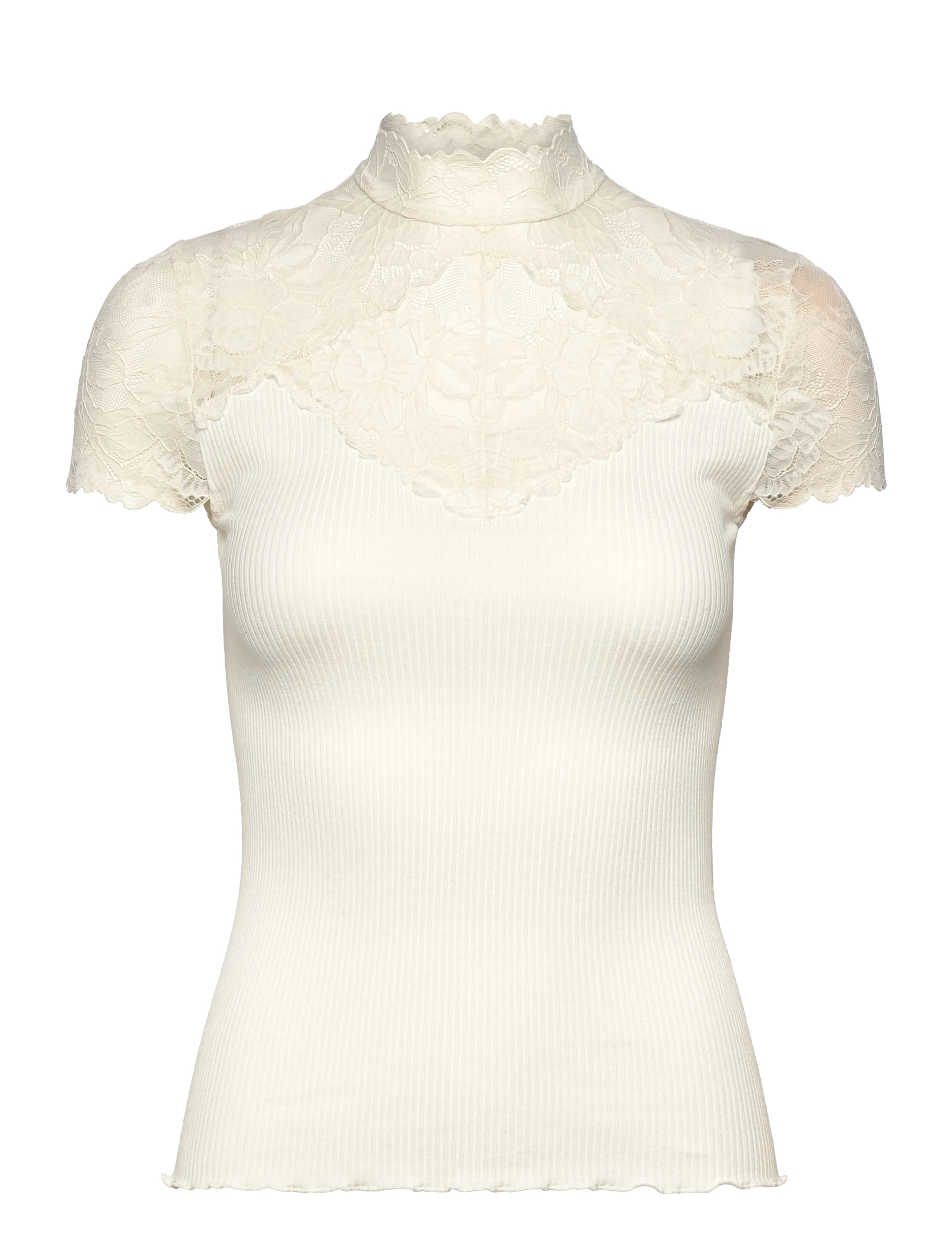 Rosemunde RWBeatha Silk Capsleeve Lace T-shir - Kampagne - IVORY / cream