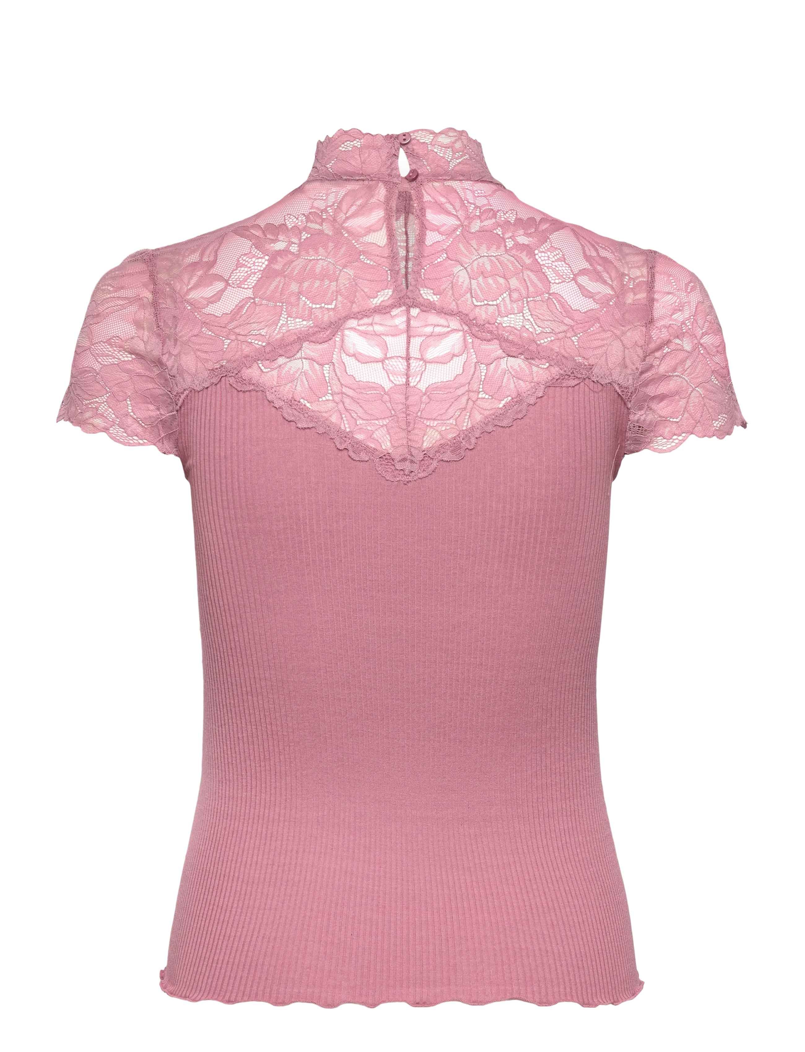 Rosemunde - RWBeatha Silk Capsleeve Lace T-shir - t-shirts - nostalgia rose - 1