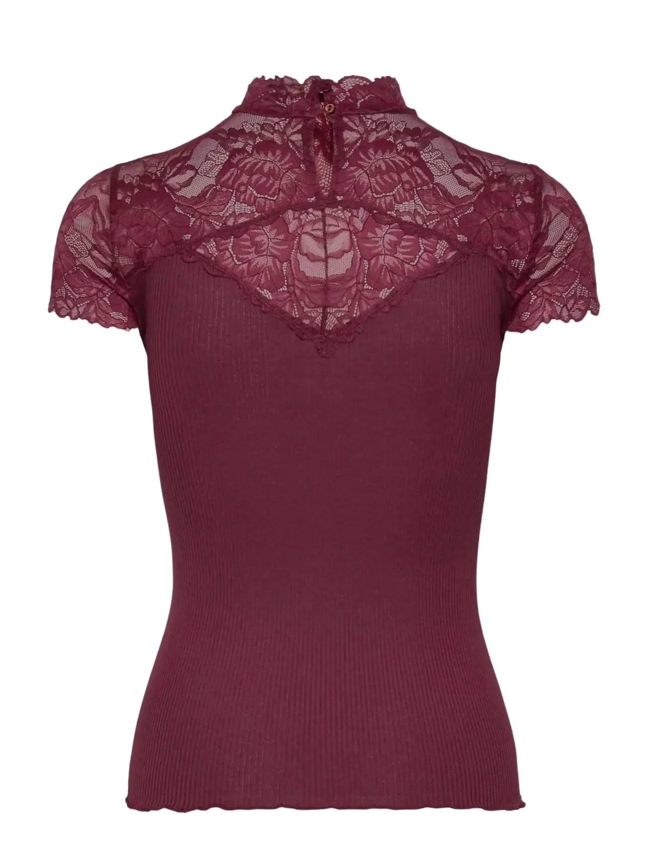 Rosemunde - RWBeatha Silk Capsleeve Lace T-shir - t-shirts - windsor wine - 1