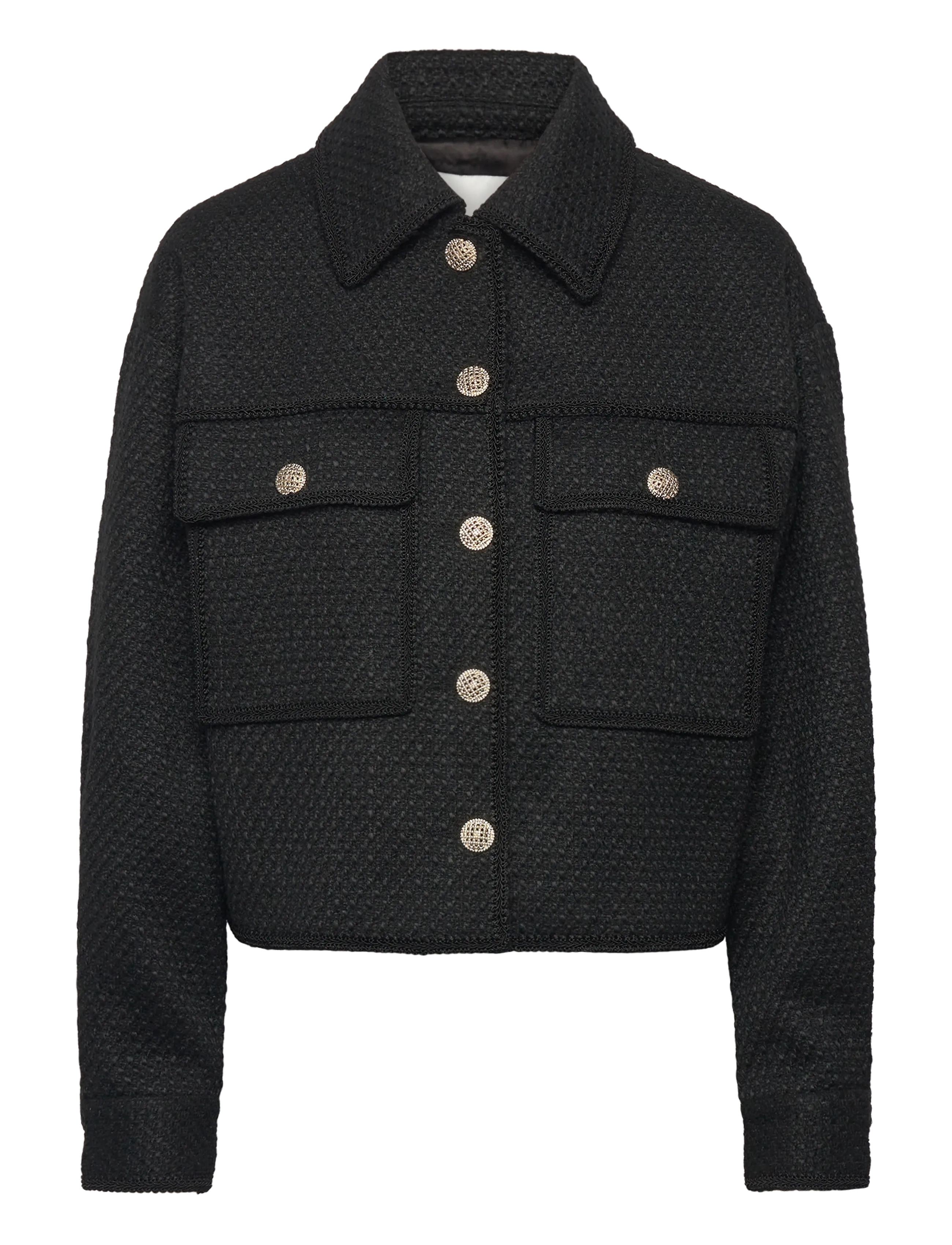 RWNelly Boucle Wool Blend LS Oversi - BLACK