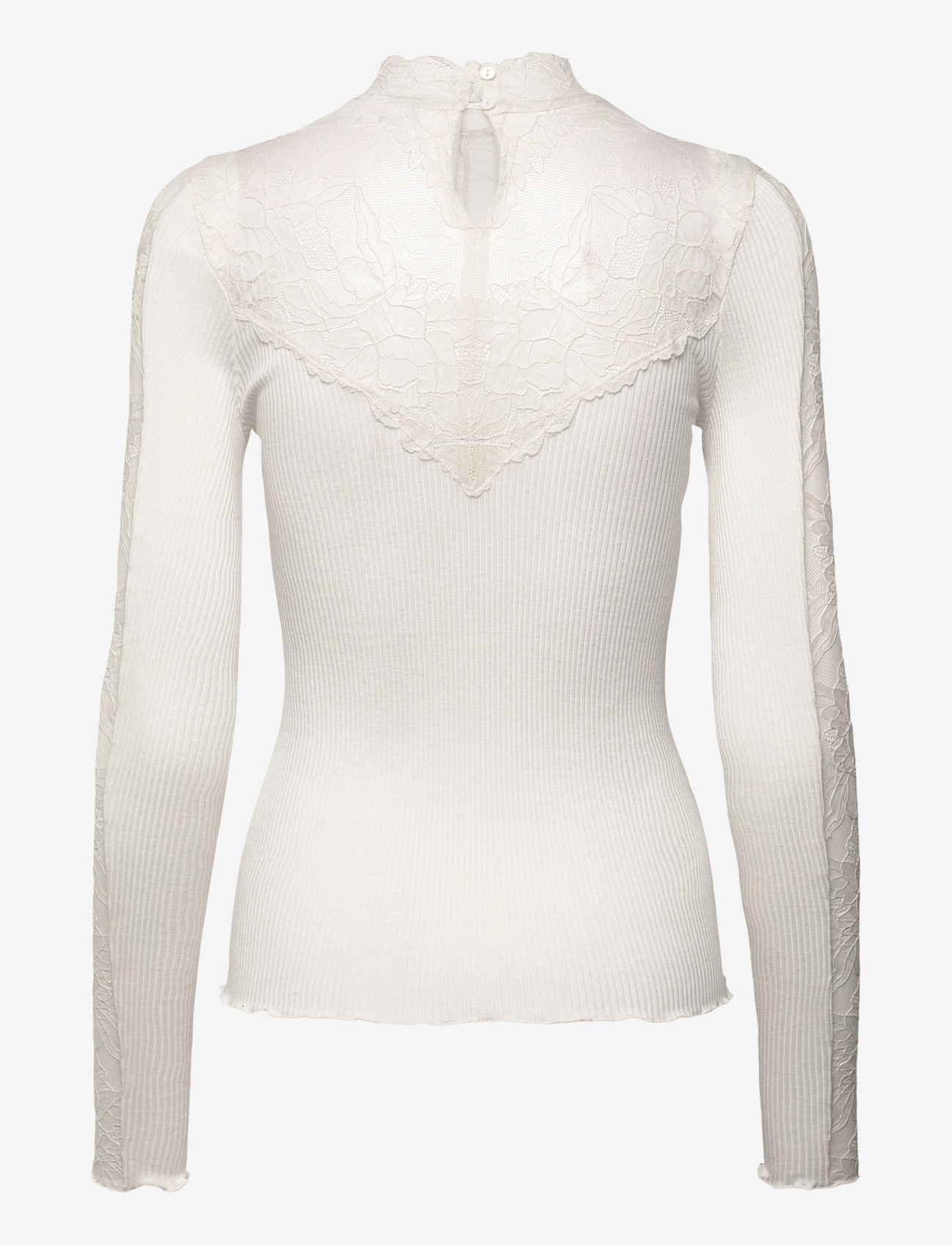 Rosemunde - RWBeatha Silk LS Lace T-neck T-shir - rollkragenpullover - ivory - 2