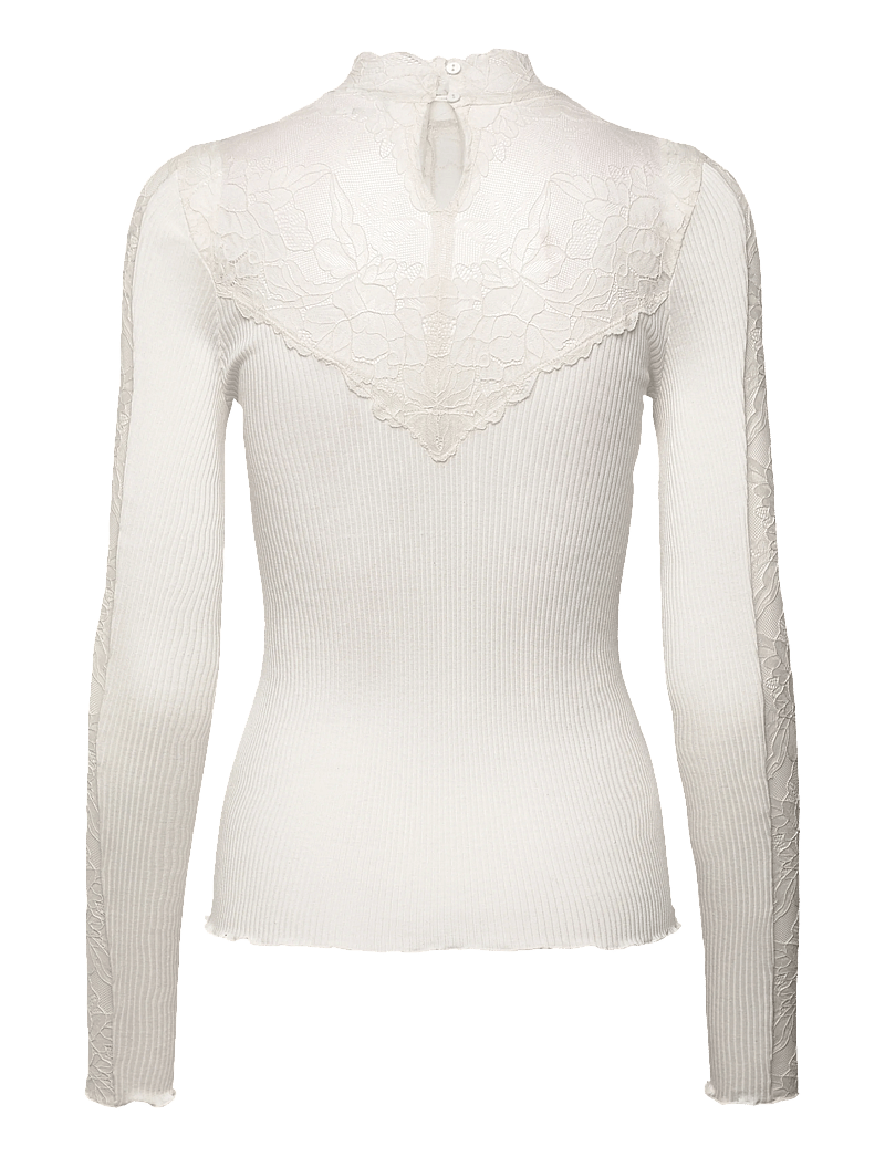 Rosemunde - RWBeatha Silk LS Lace T-neck T-shir - rollkragenpullover - ivory - 2