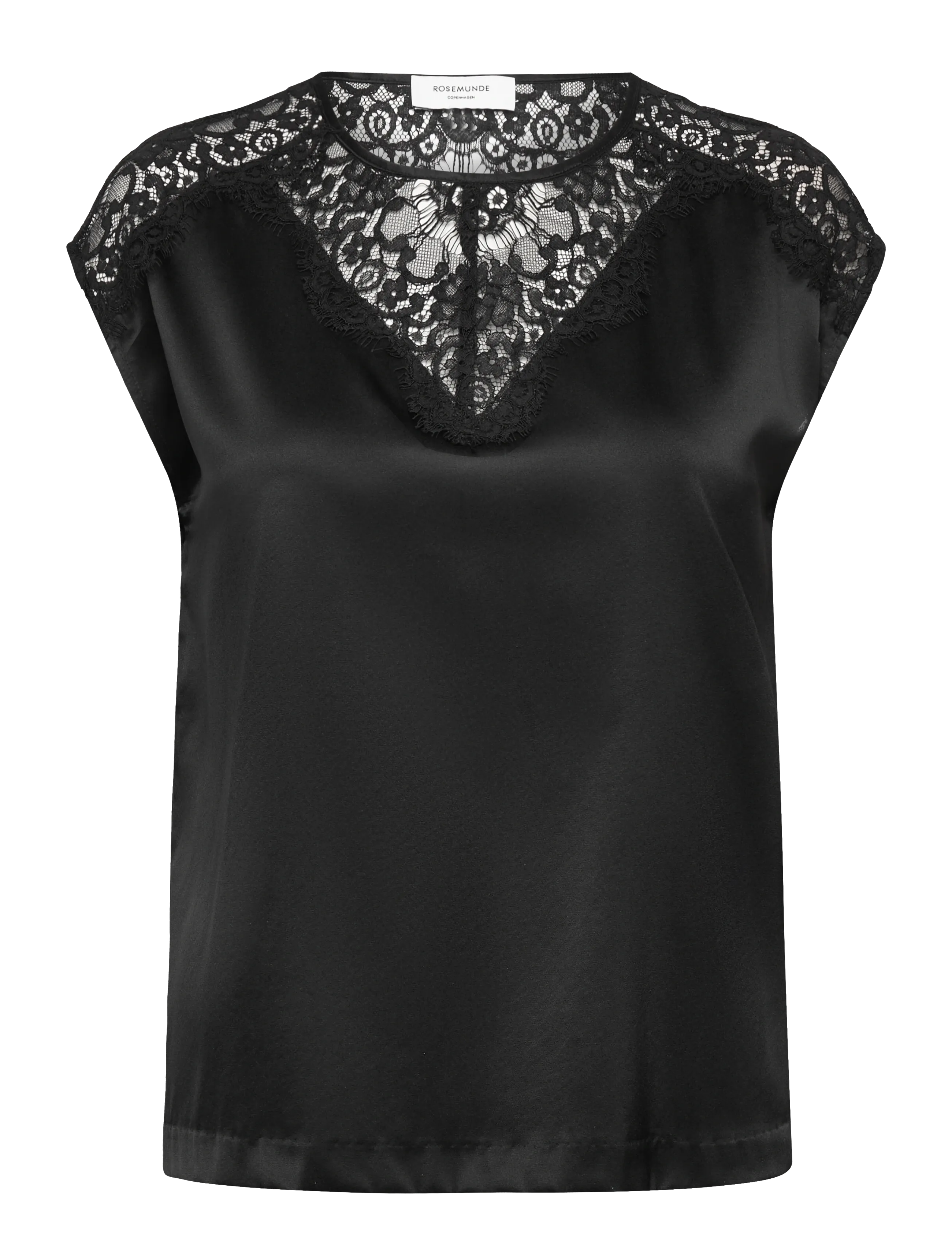 Rosemunde RWJade Silk SL Lace Top - Tøj - BLACK / black