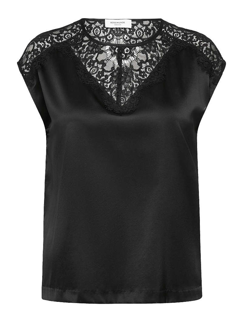 Rosemunde - RWJade Silk SL Lace Top - varrukateta pluusid - black - 0