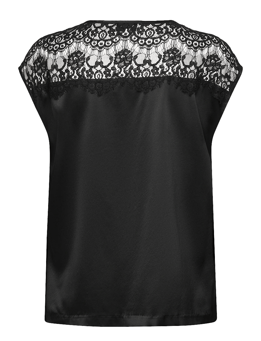 Rosemunde - RWJade Silk SL Lace Top - Ærmeløse bluser - black - 1