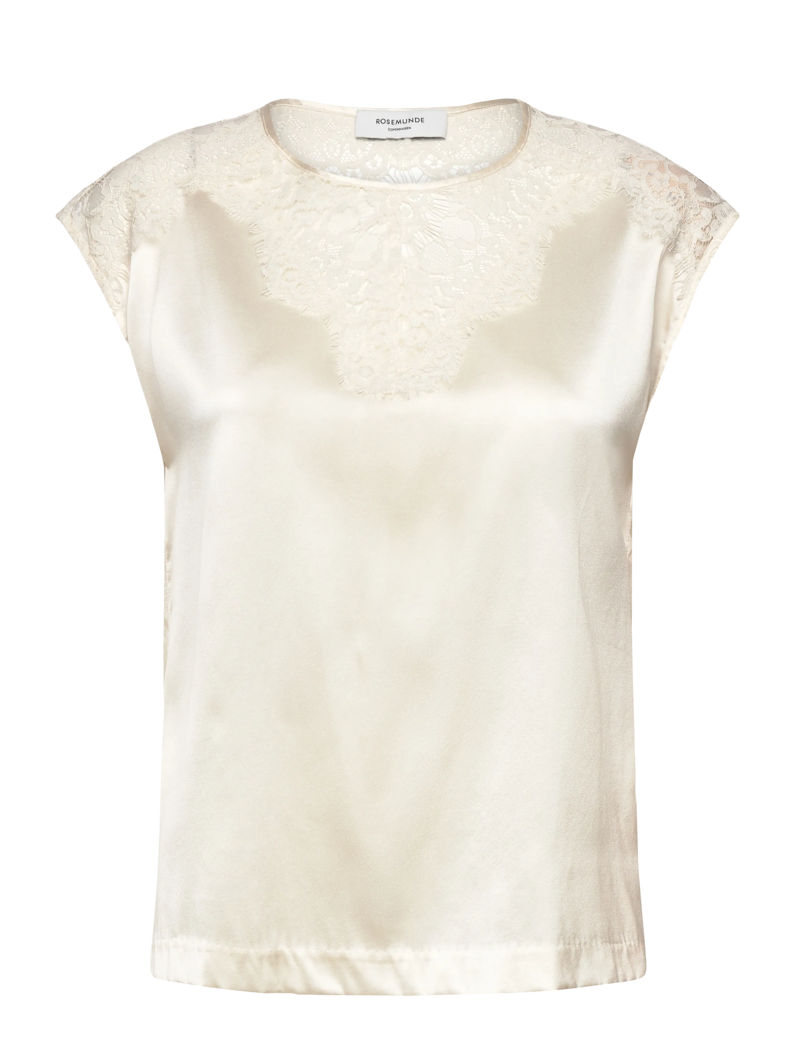 Rosemunde RWJade Silk SL Lace Top - Bluser & Skjorter - IVORY / cream