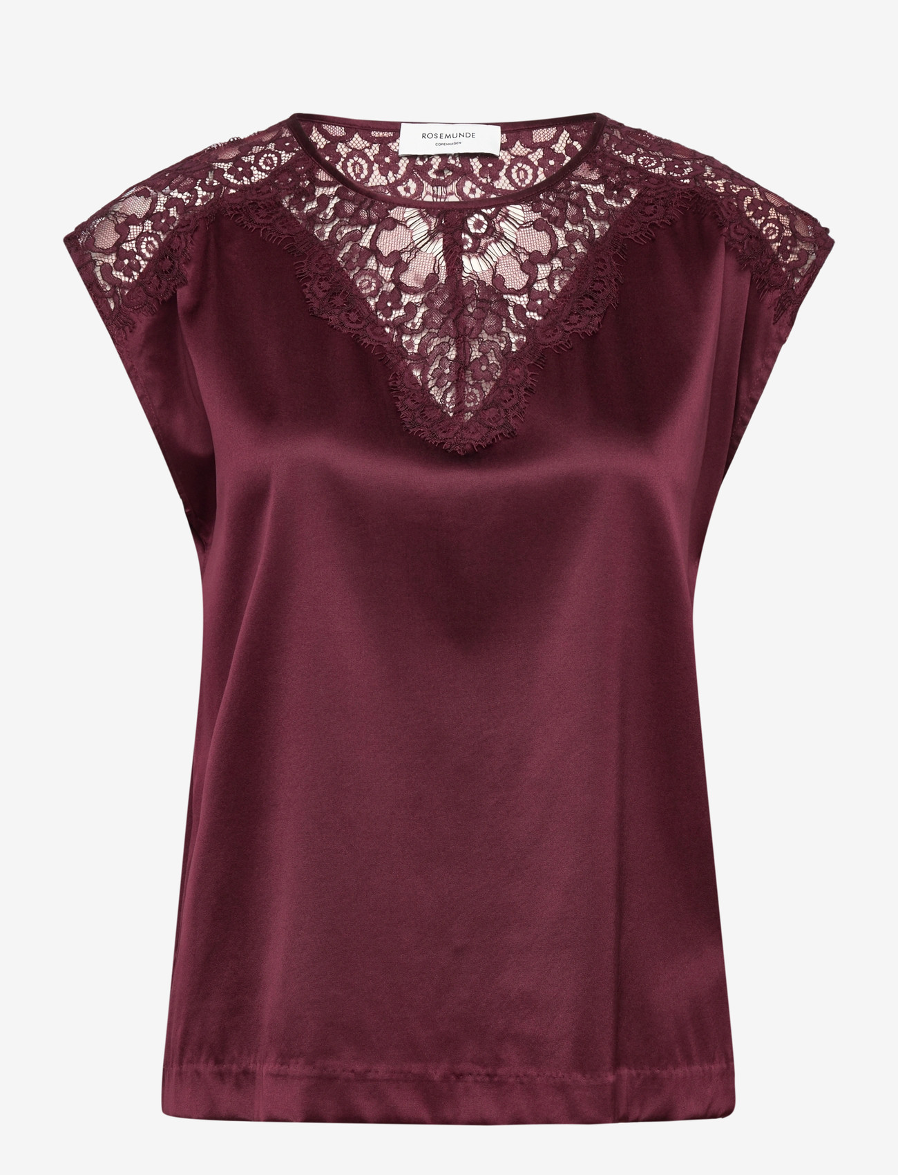 Rosemunde - RWJade Silk SL Lace Top - Ærmeløse bluser - tawny port - 0
