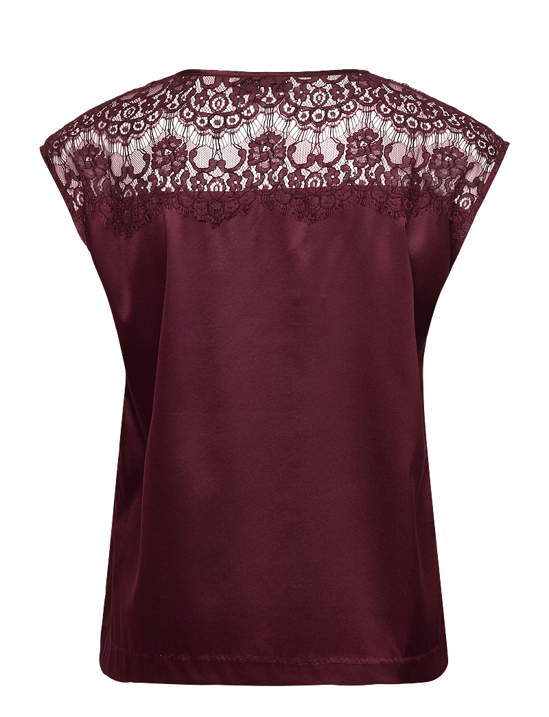 Rosemunde - RWJade Silk SL Lace Top - varrukateta pluusid - tawny port - 1