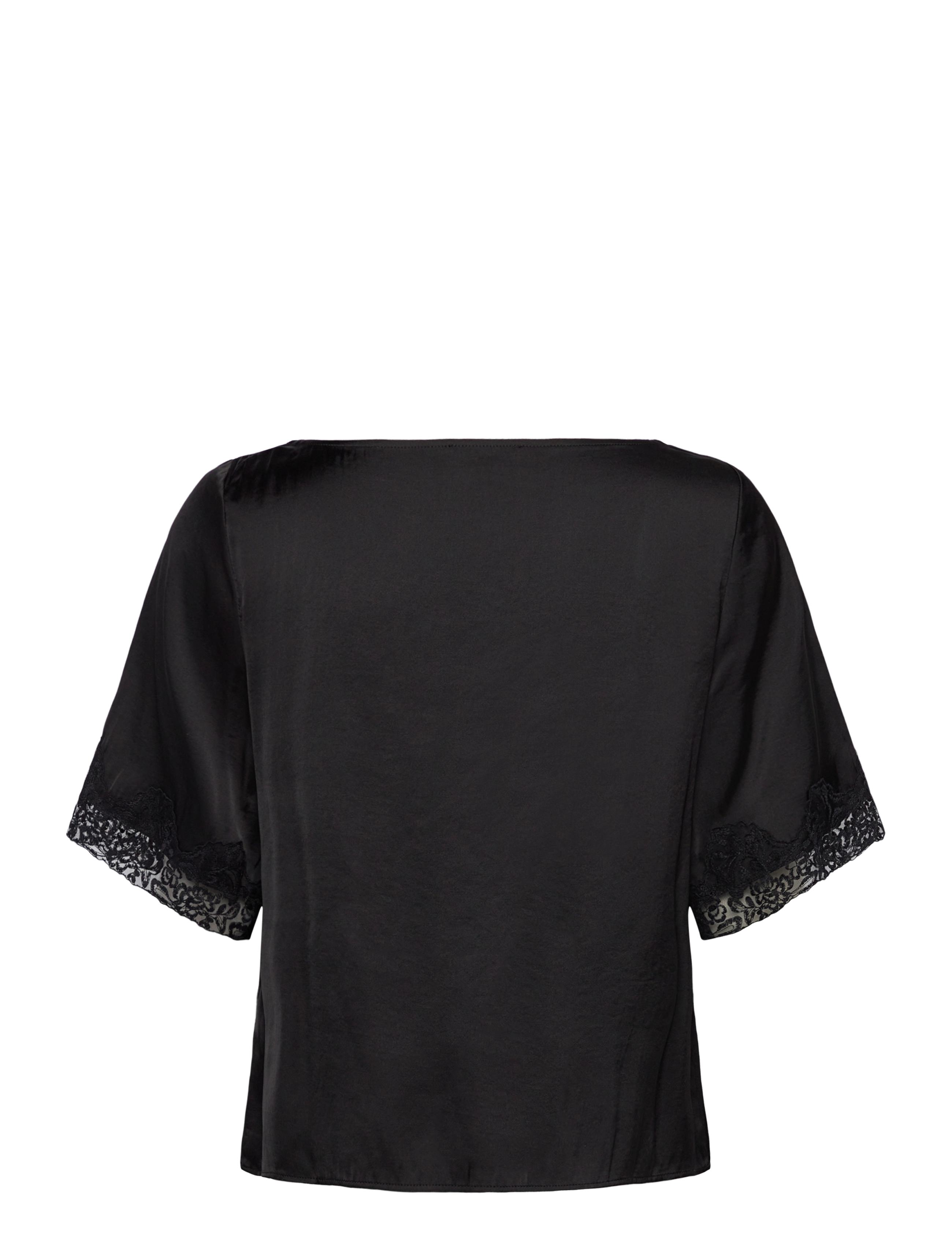 Rosemunde - RWSatina SS Lace Boatneck Blouse - blouses à manches courtes - black - 1