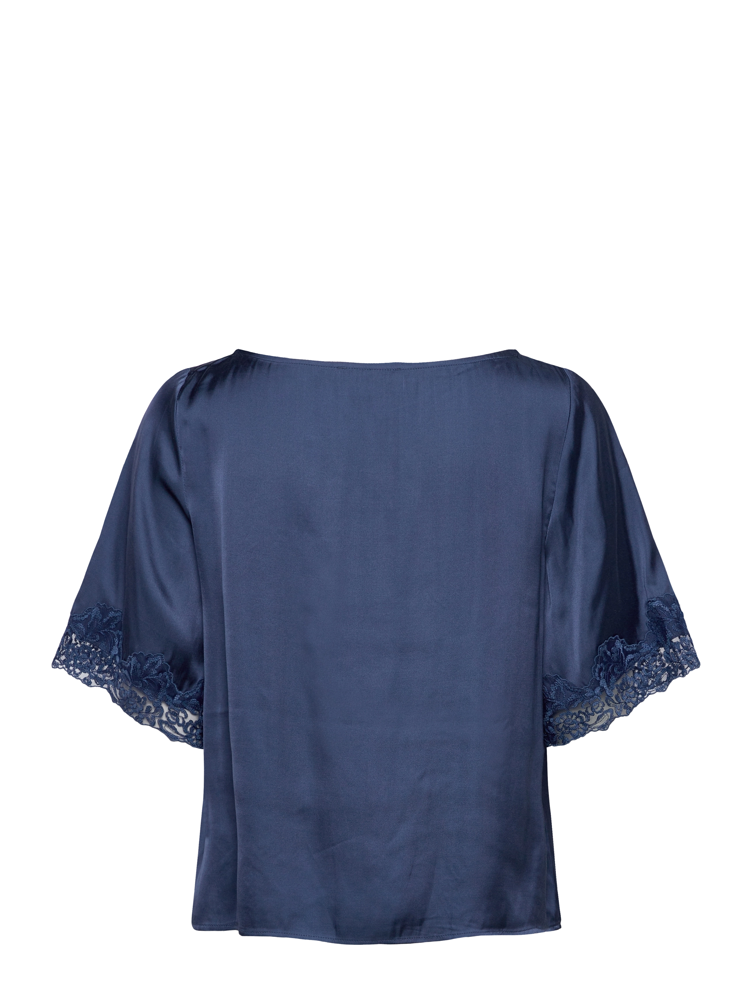 Rosemunde - RWSatina SS Lace Boatneck Blouse - blouses à manches courtes - ensign blue - 1