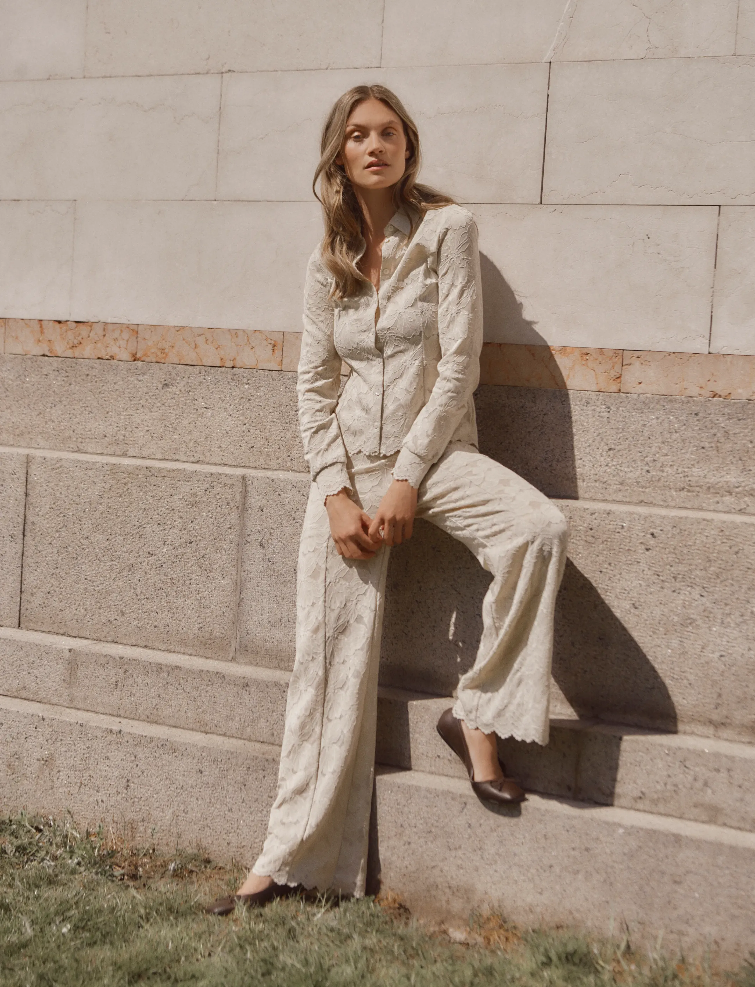 Rosemunde RWFiona MW Lace Trousers - Tøj - BEIGE / beige