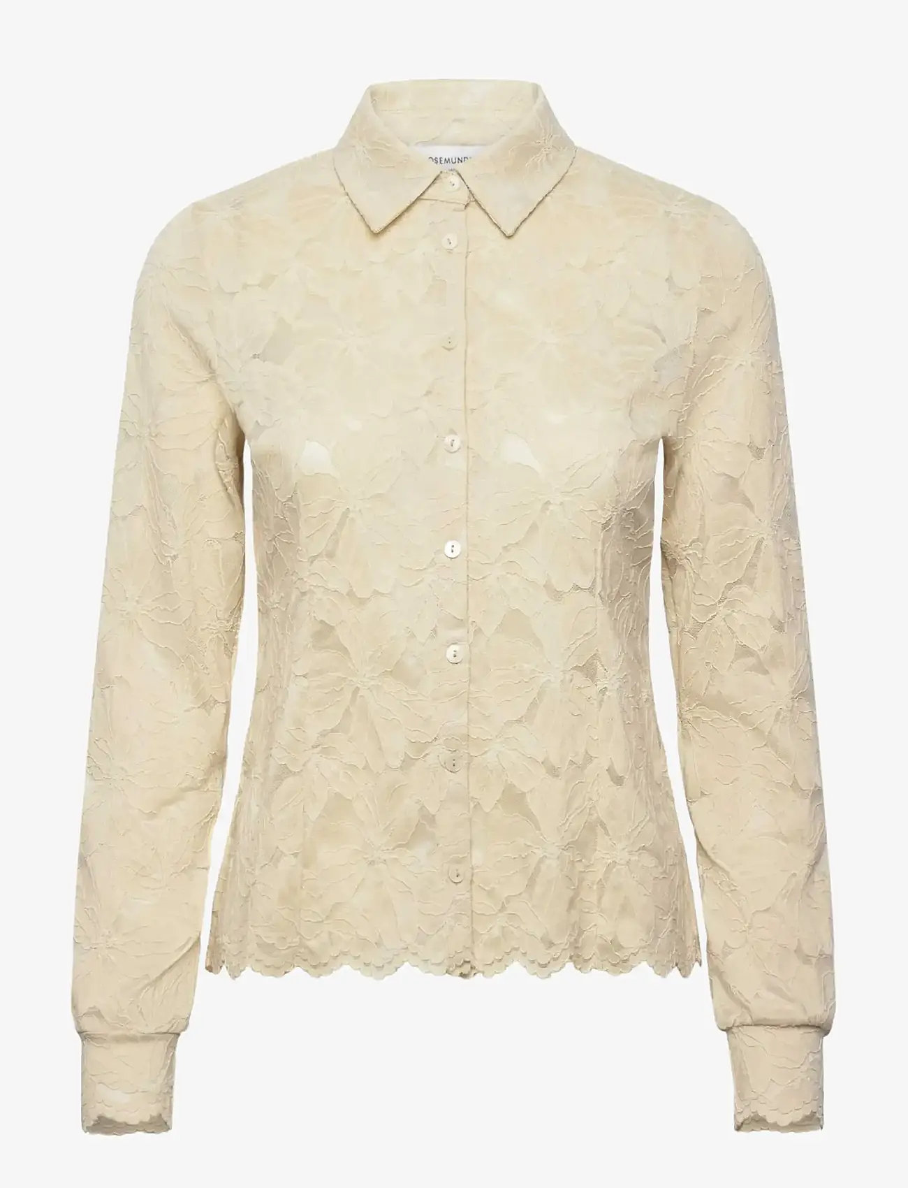 Rosemunde - RWFiona LS Lace Shirt - langærmede skjorter - beige - 0