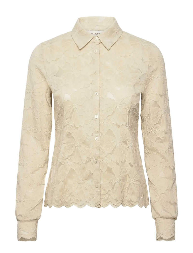 Rosemunde - RWFiona LS Lace Shirt - langærmede skjorter - beige - 0