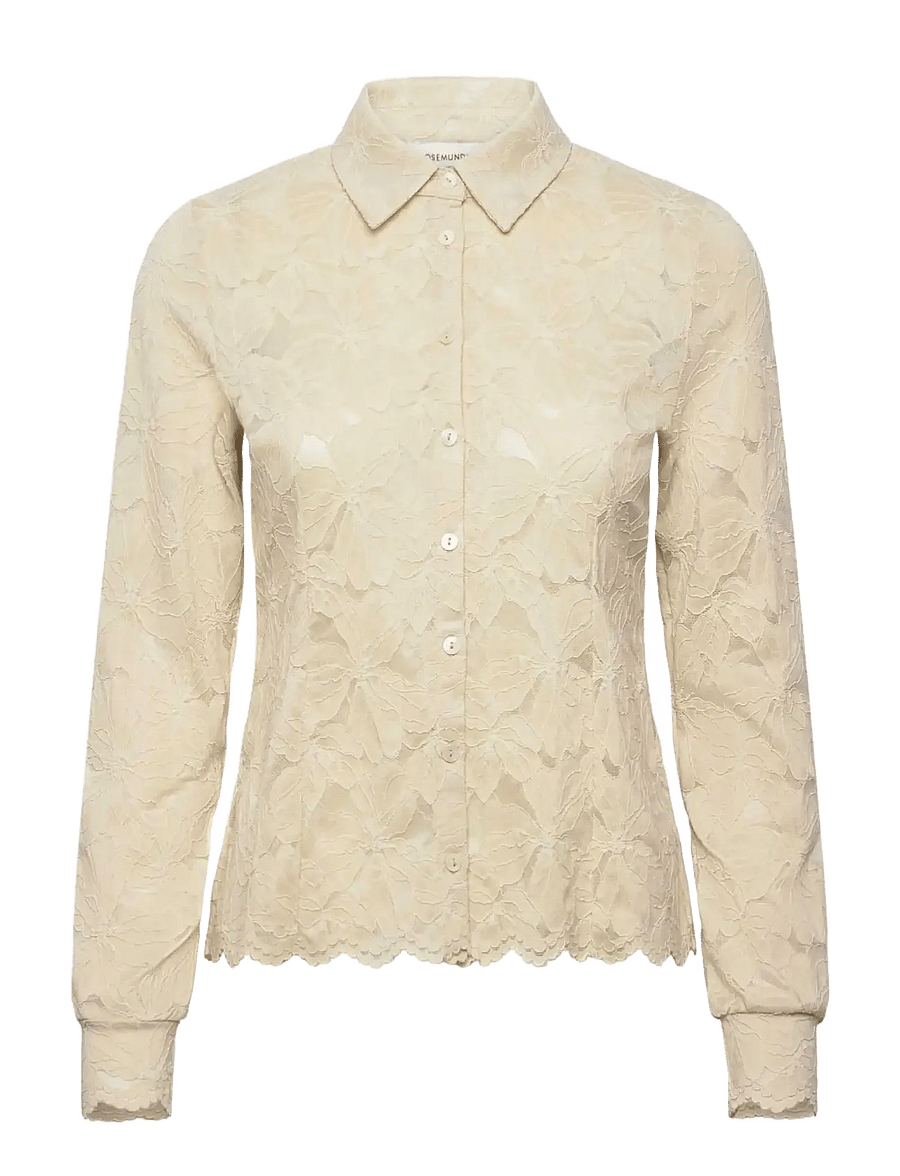 Rosemunde - RWFiona LS Lace Shirt - langärmlige hemden - beige - 0
