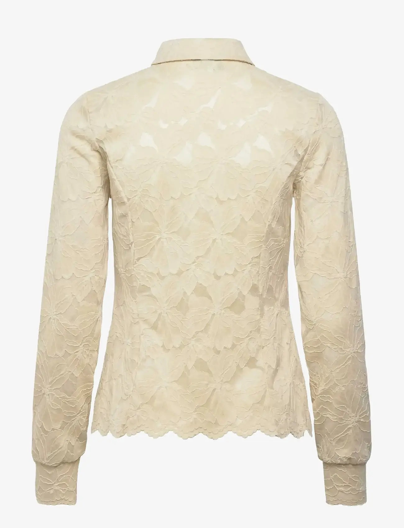 Rosemunde - RWFiona LS Lace Shirt - langærmede skjorter - beige - 1